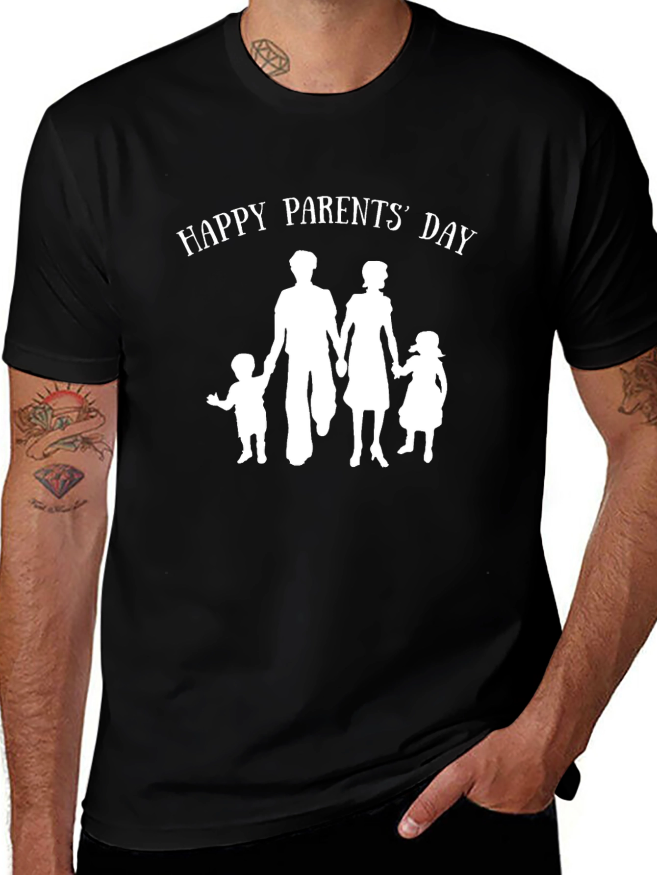 Happy Parents Day Graphic Tee - Family Silhouette T-Shirt