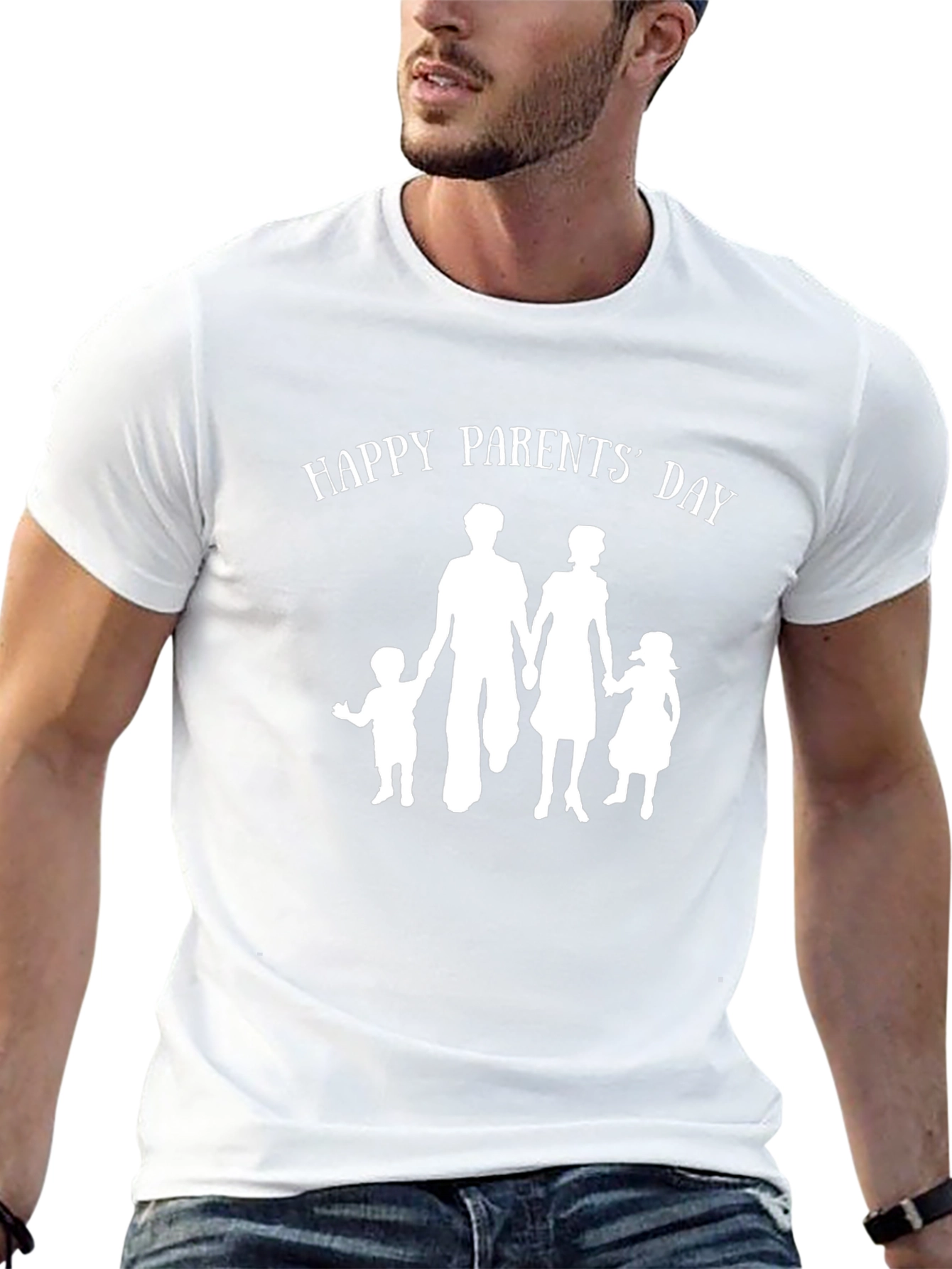 Happy Parents Day Graphic Tee - Family Silhouette T-Shirt