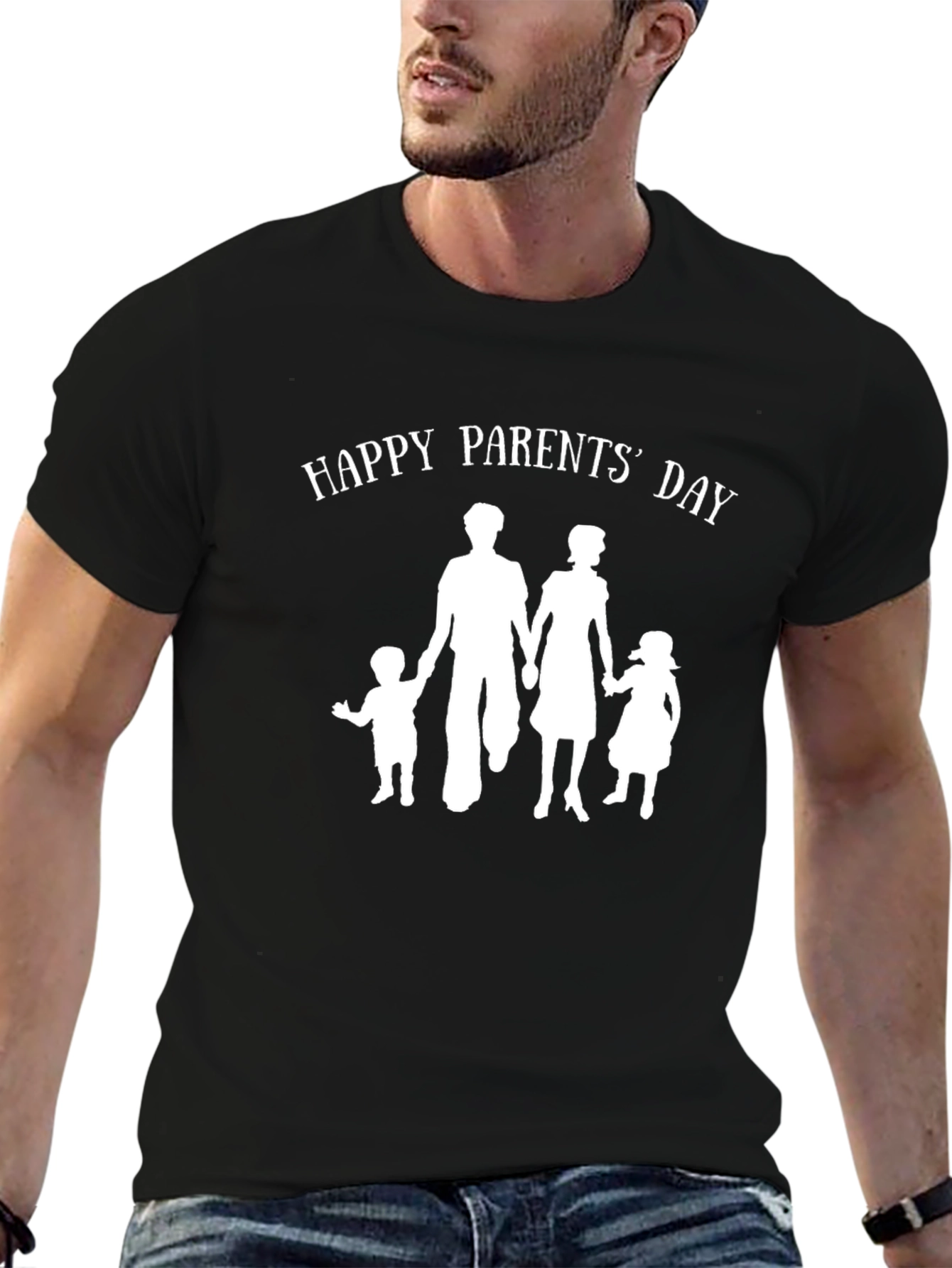 Happy Parents Day Graphic Tee - Family Silhouette T-Shirt