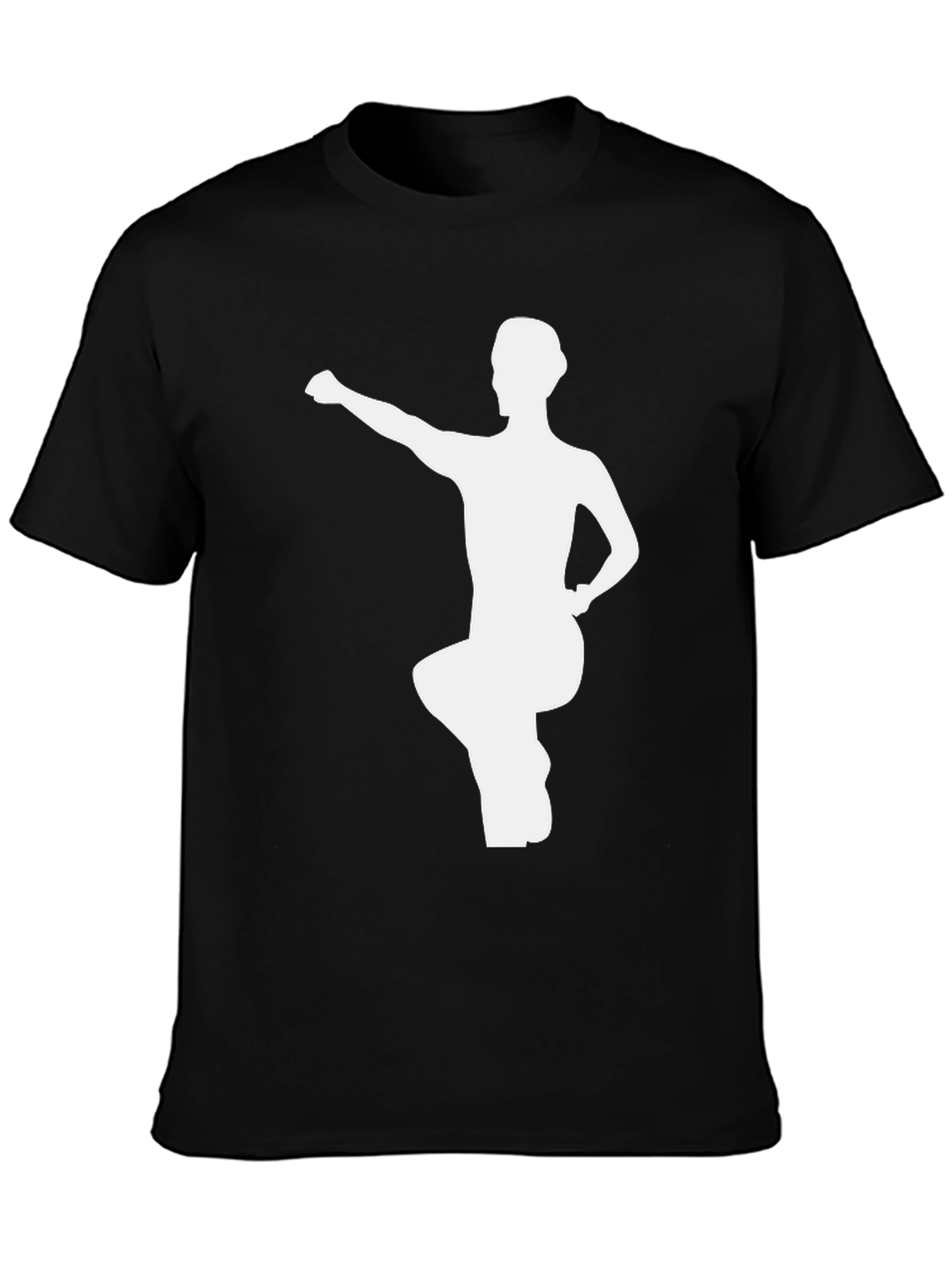 Black T-Shirt with White Kung Fu Silhouette