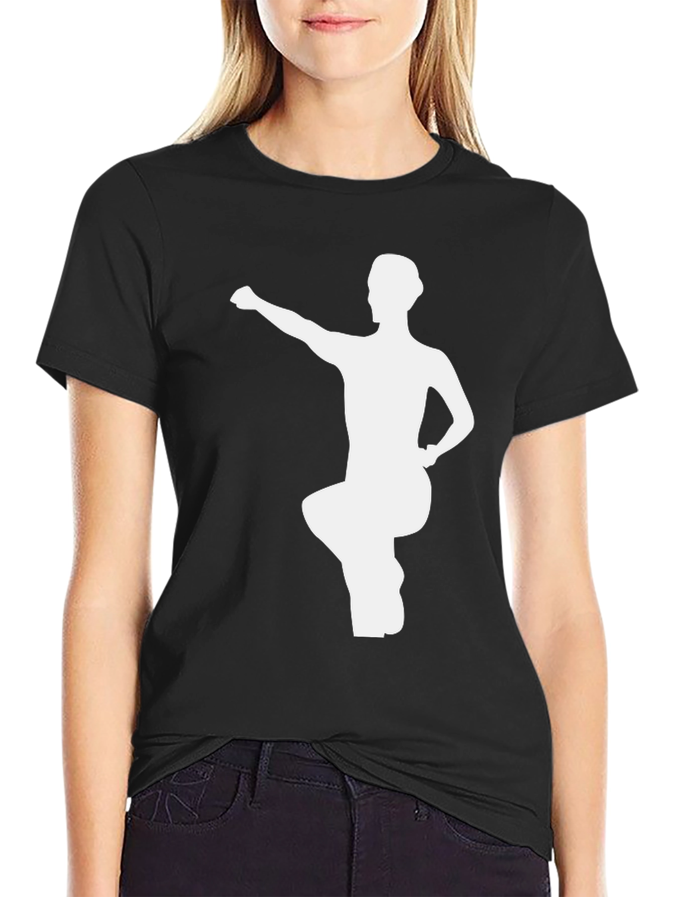 Black T-Shirt with White Kung Fu Silhouette