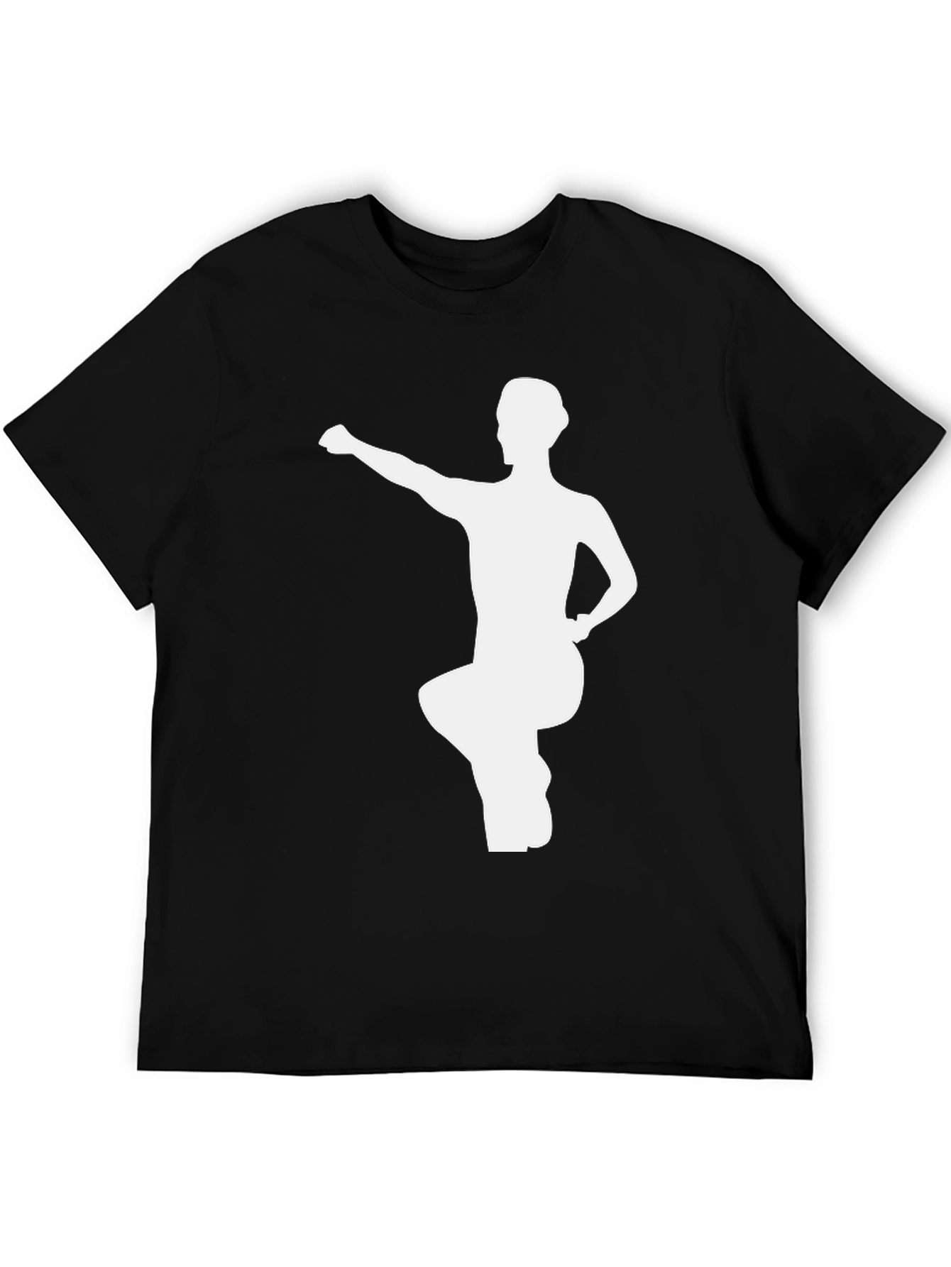 Black T-Shirt with White Kung Fu Silhouette