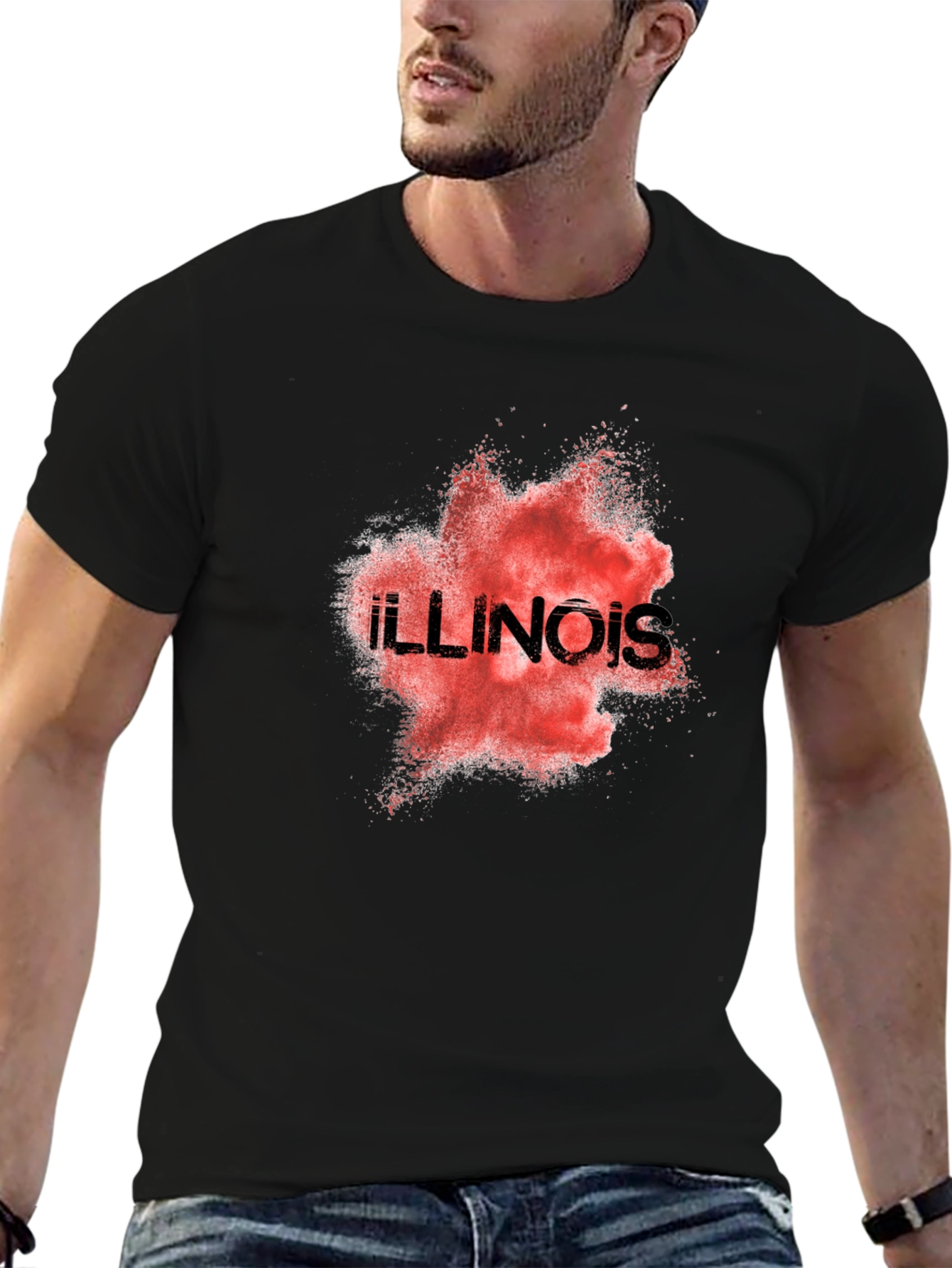 Illinois State Pride Graphic Tee - Black
