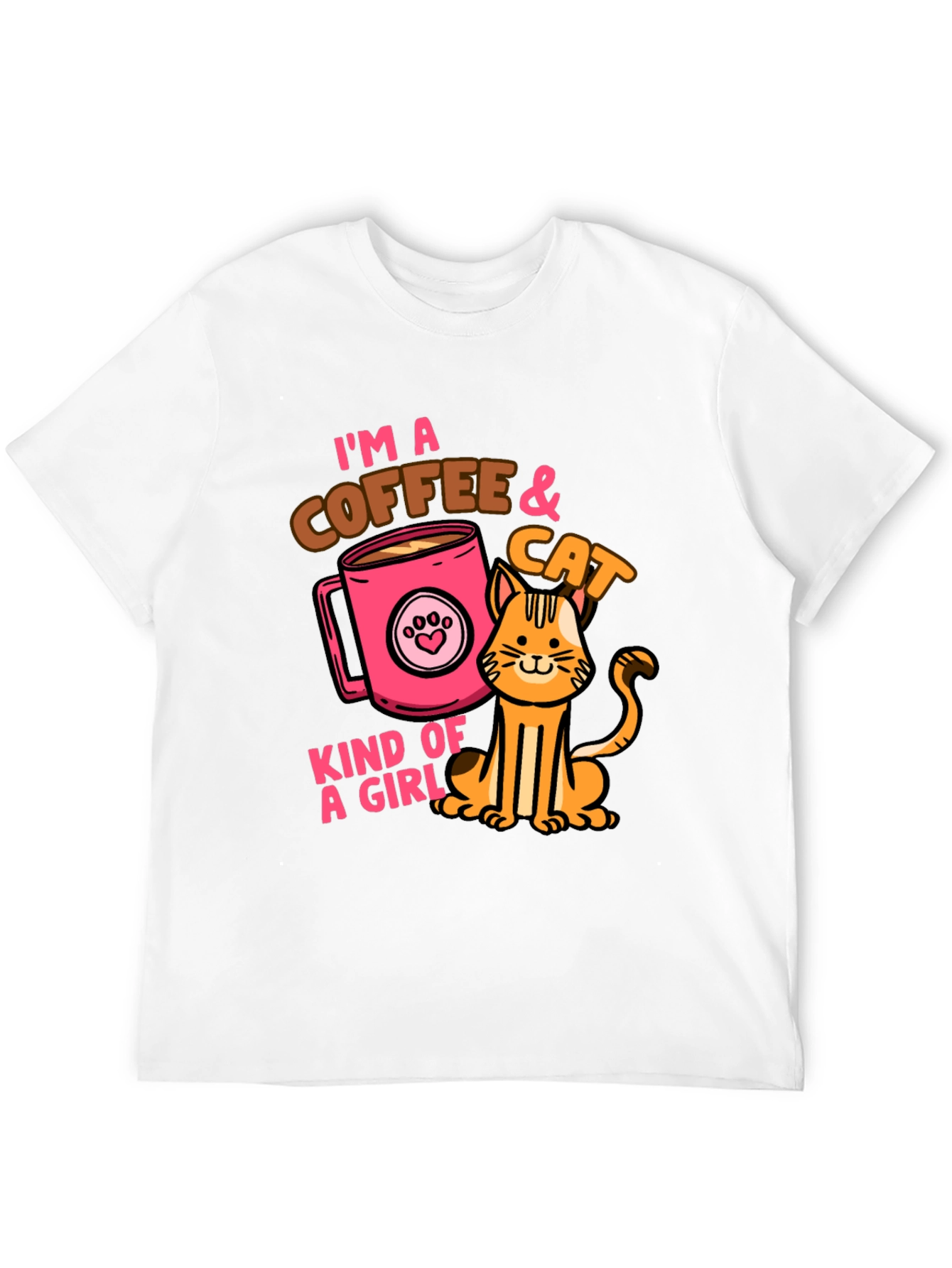 Coffee & Cat Lover Graphic T-Shirt