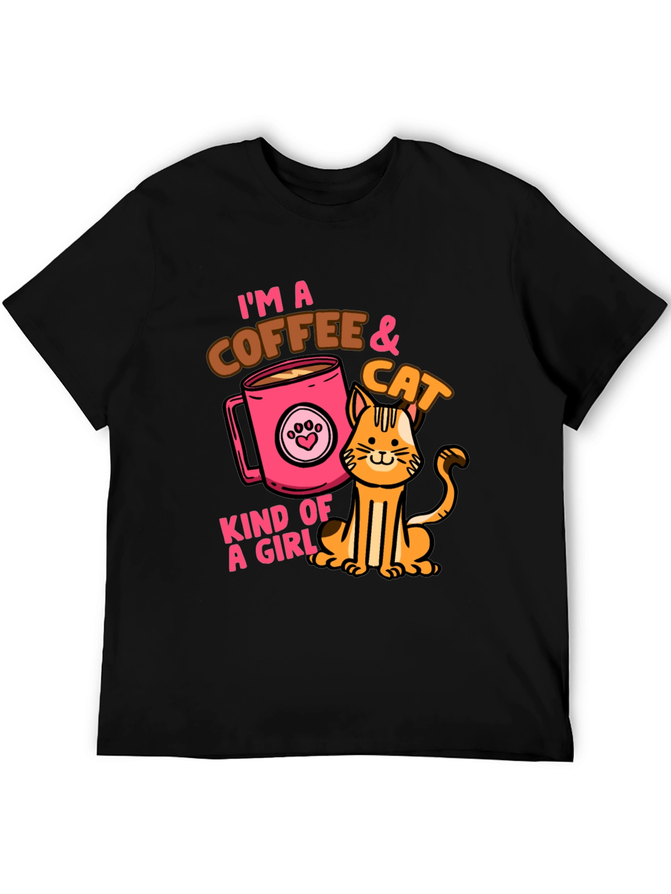 Coffee & Cat Lover Graphic T-Shirt