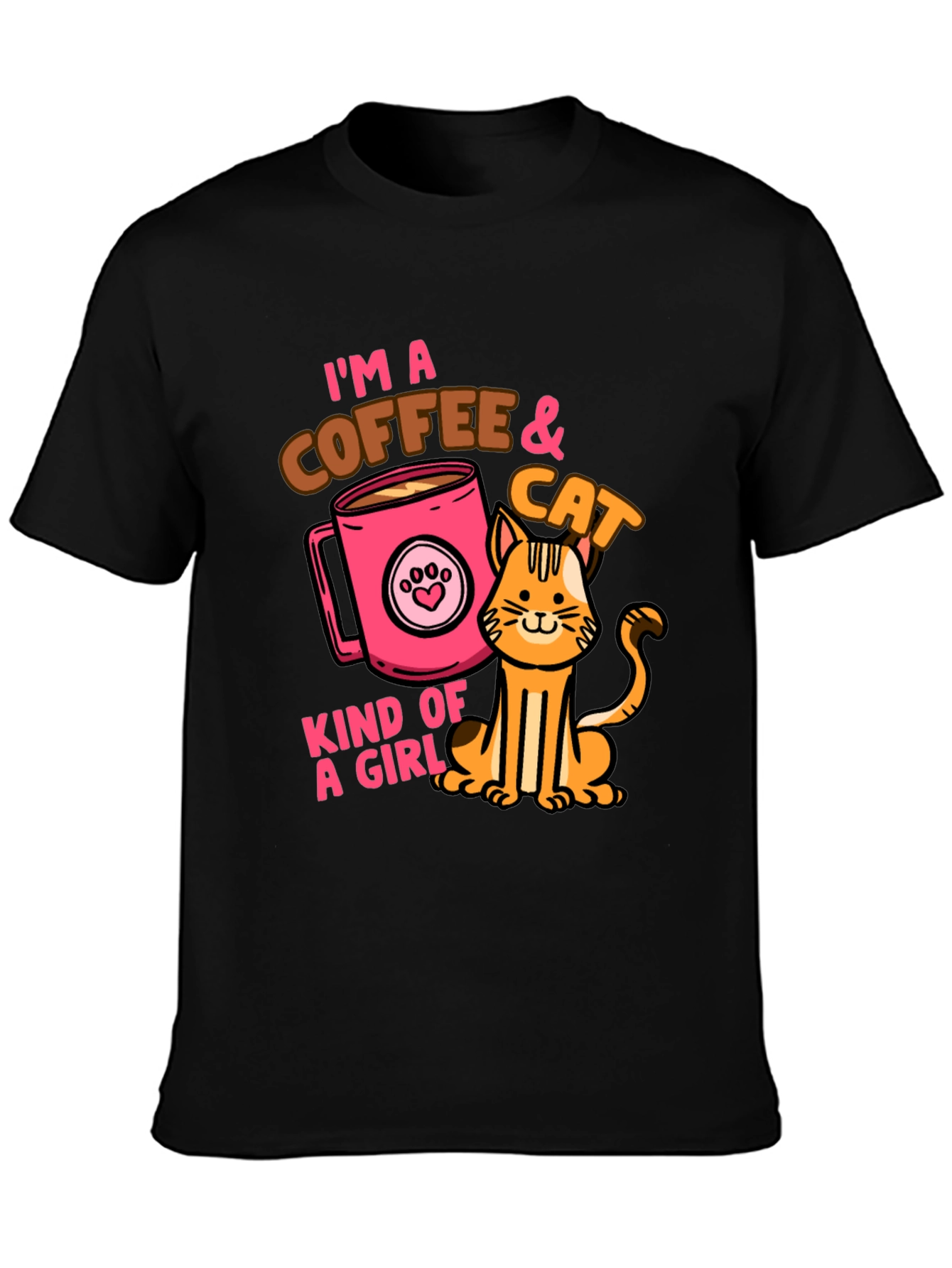 Coffee & Cat Lover Graphic T-Shirt