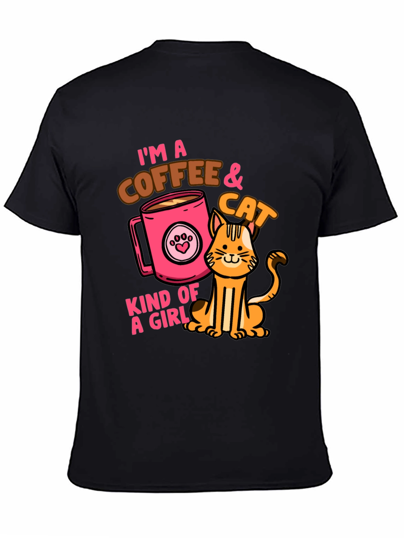Coffee & Cat Lover Graphic T-Shirt