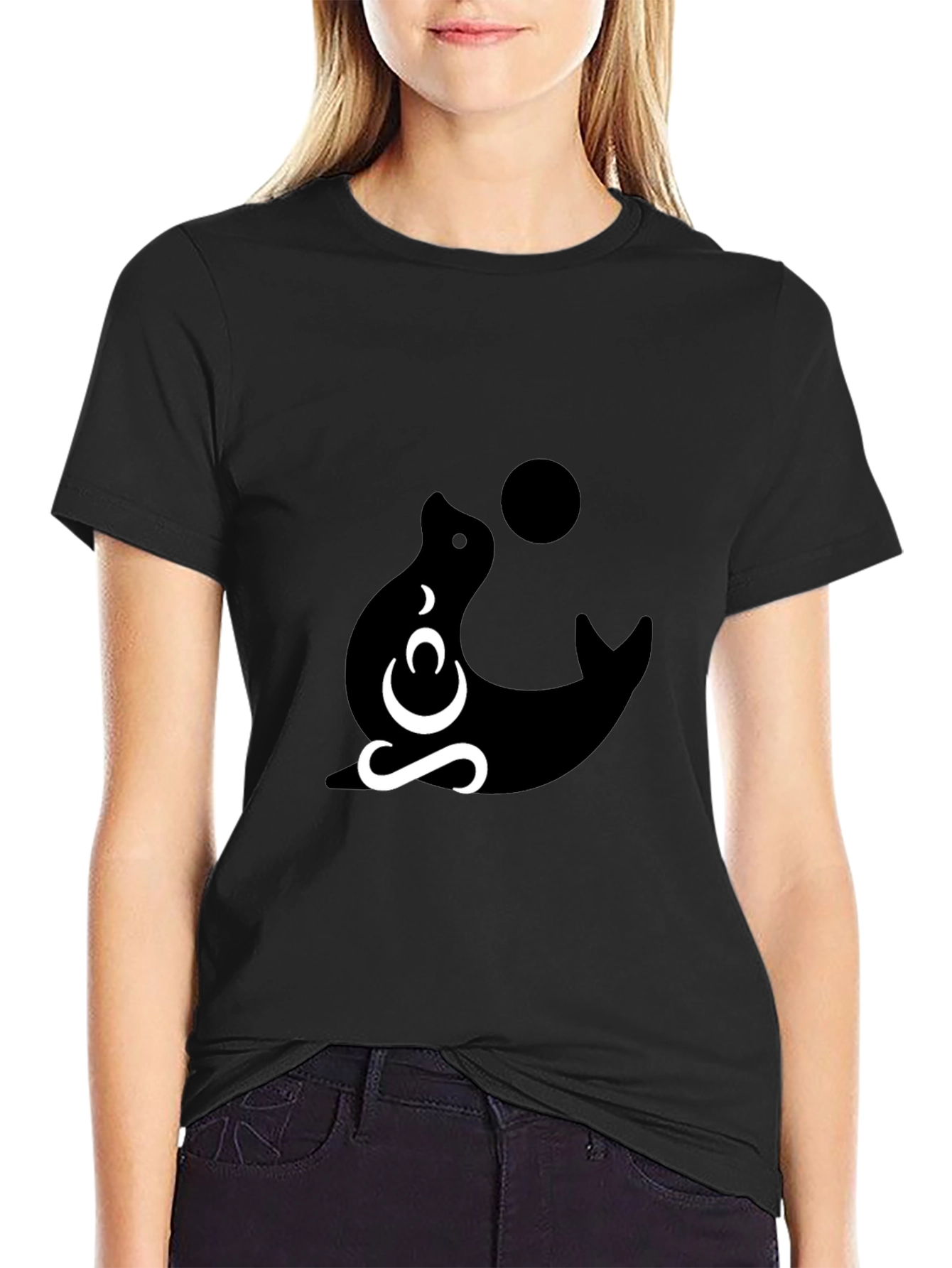 Black Graphic Tee - Seal Design