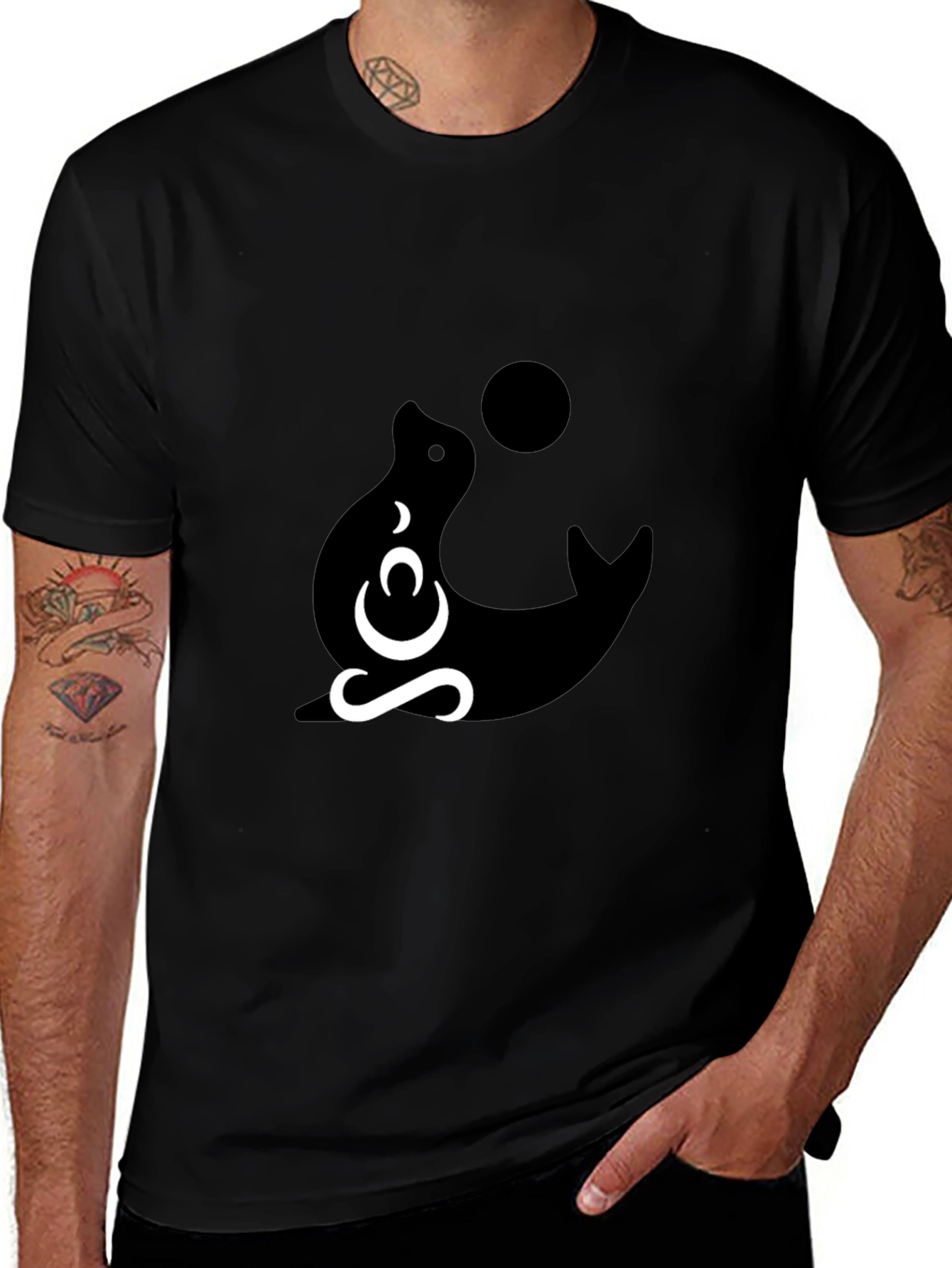 Black Graphic Tee - Seal Design