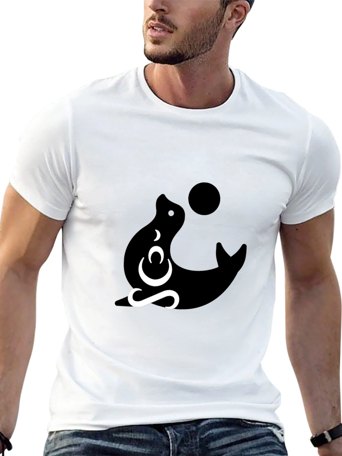 Black Graphic Tee - Seal Design