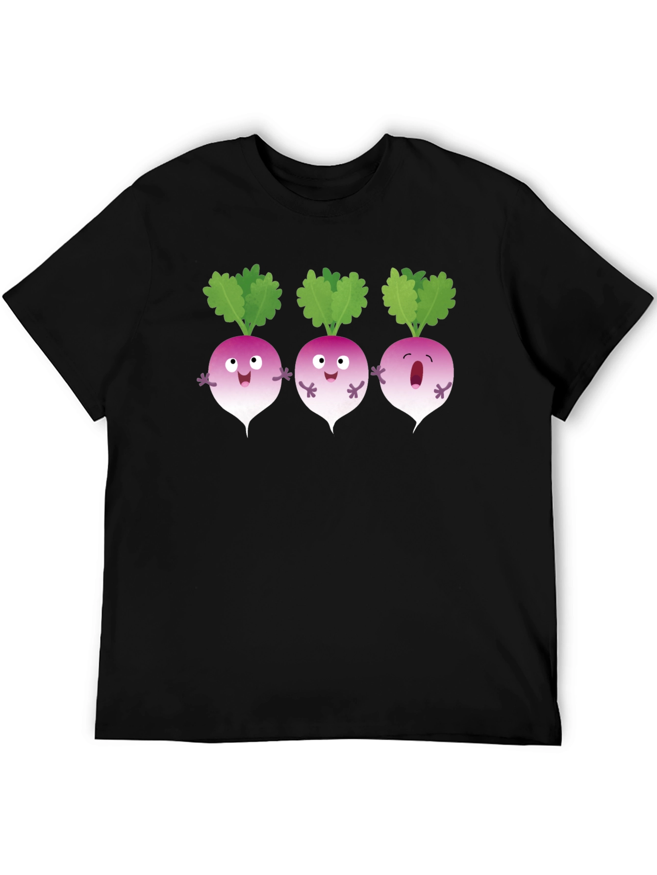 Funny Turnip Cartoon Black T-Shirt