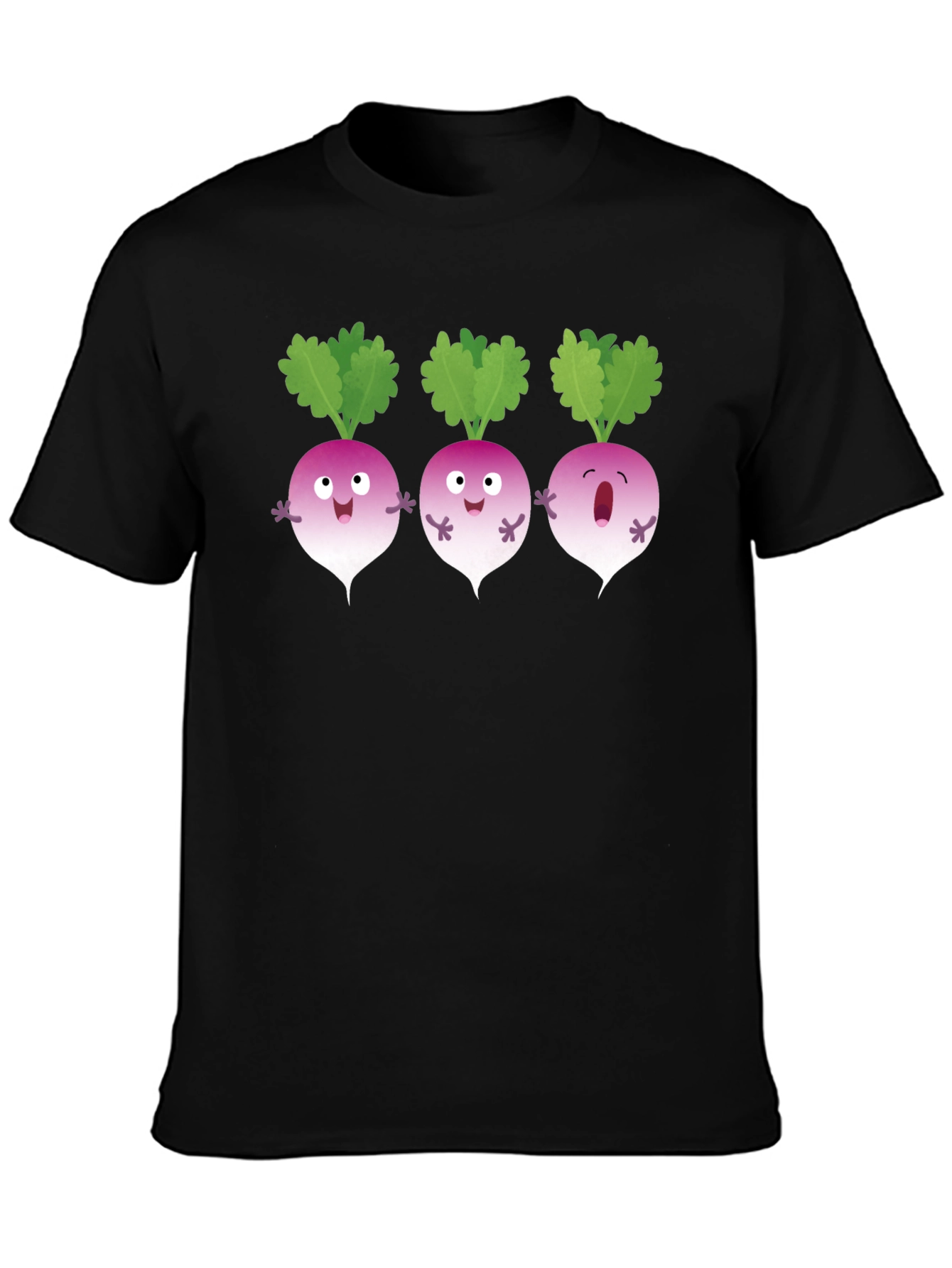 Funny Turnip Cartoon Black T-Shirt