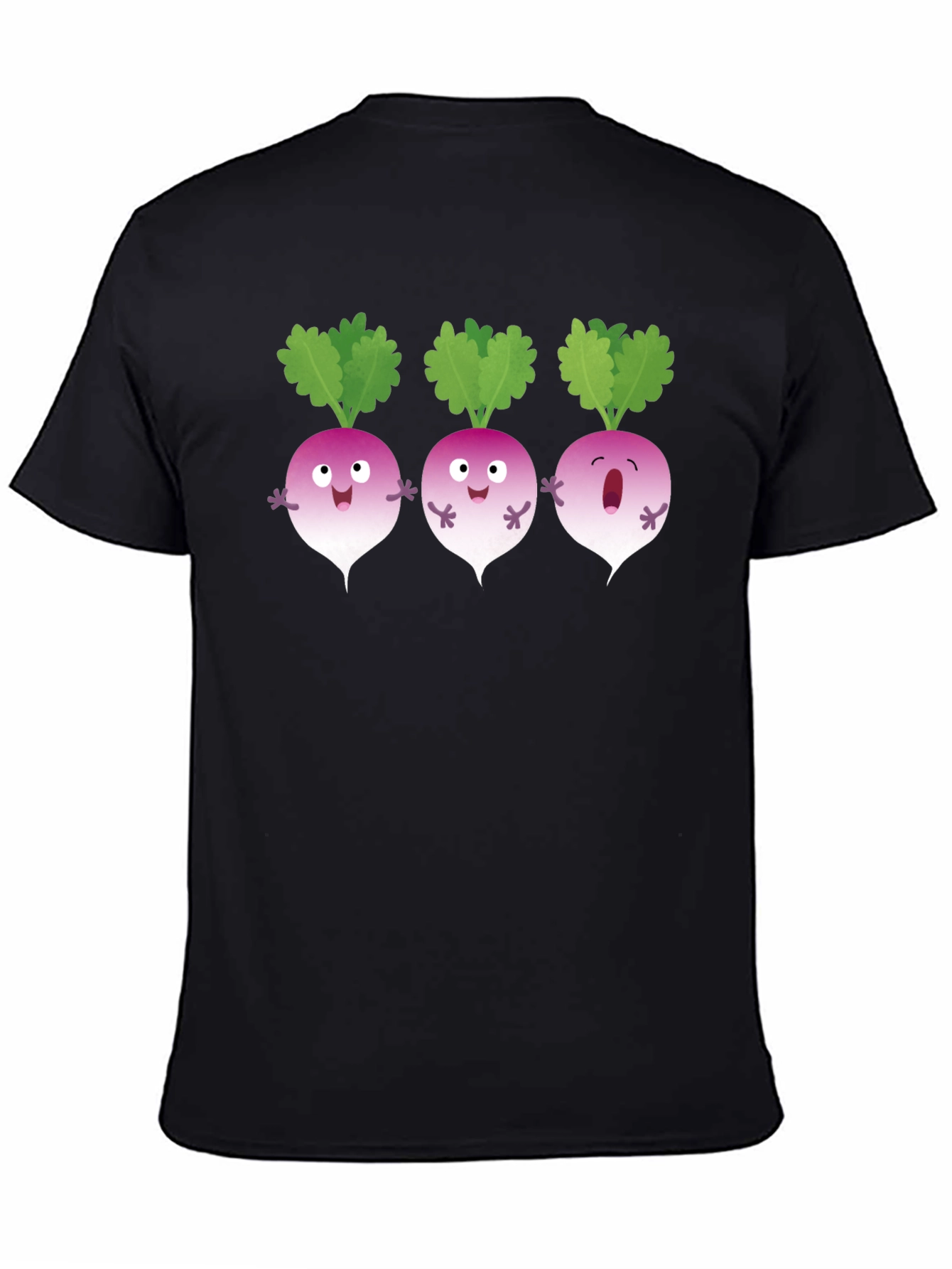 Funny Turnip Cartoon Black T-Shirt