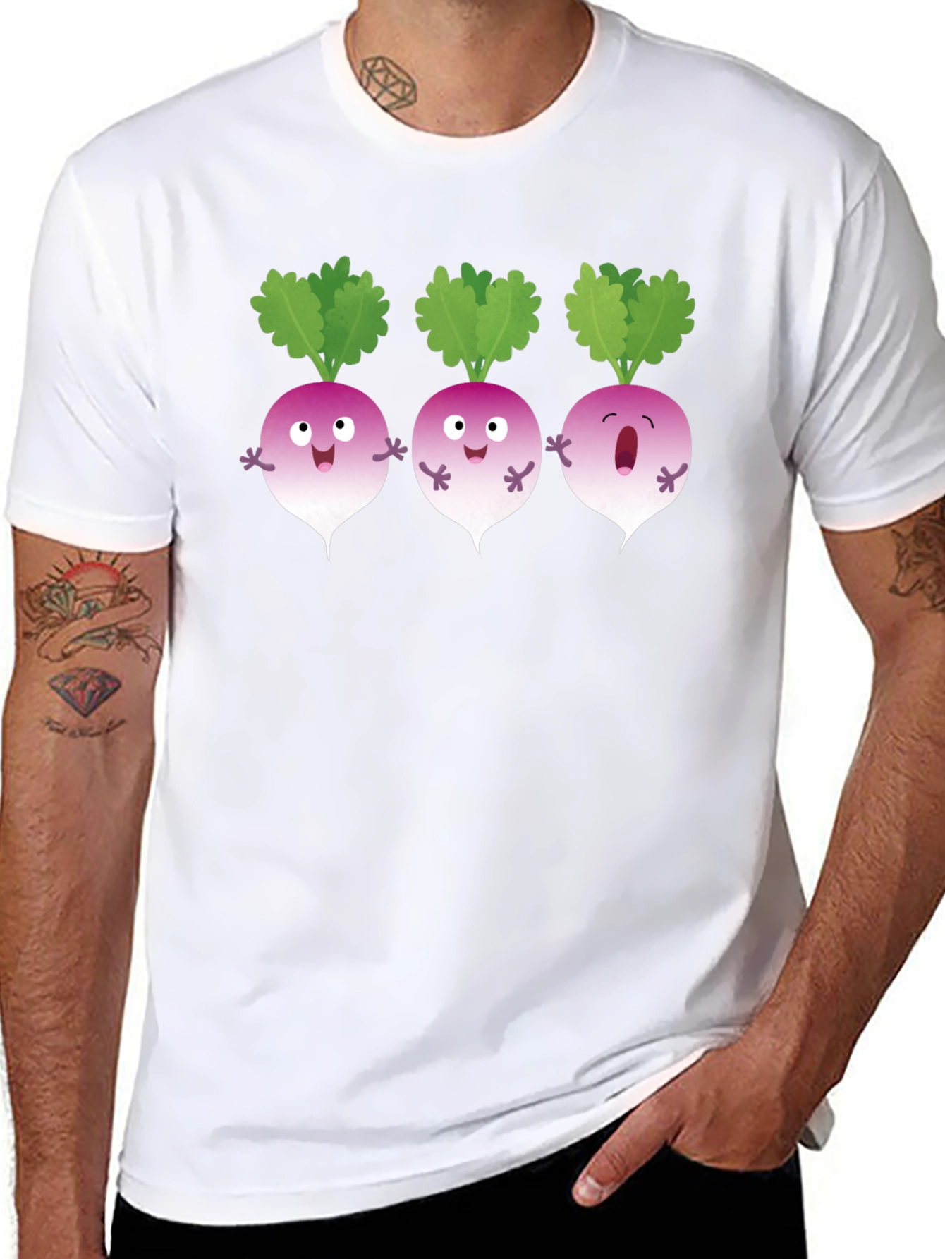 Funny Turnip Cartoon Black T-Shirt