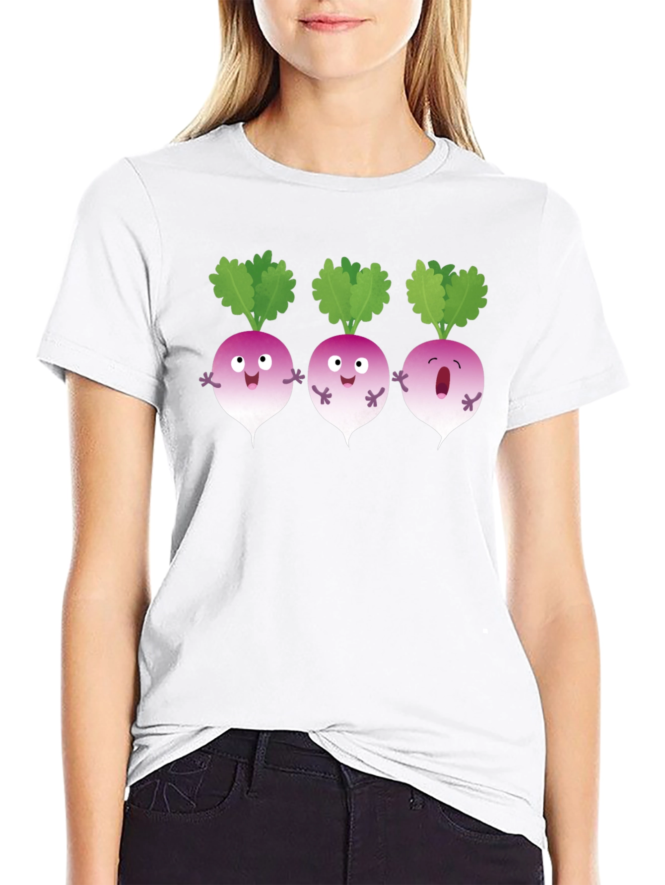 Funny Turnip Cartoon Black T-Shirt