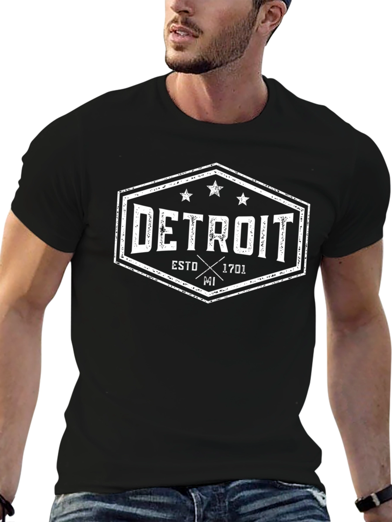 Detroit ESTD 1701 Black Graphic T-Shirt