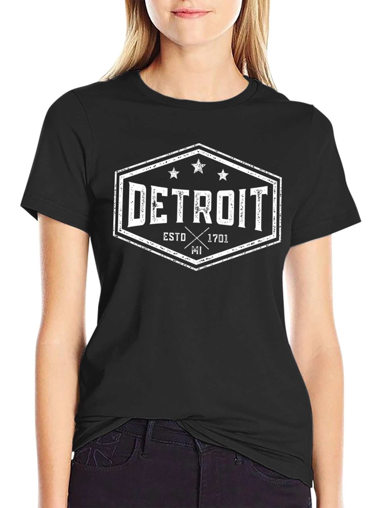 Detroit ESTD 1701 Black Graphic T-Shirt