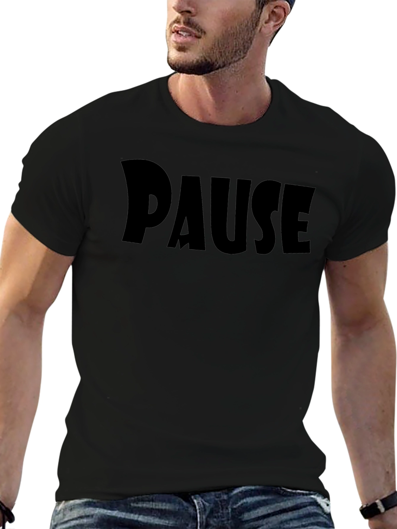 Black PAUSE Graphic Tee - Casual Style