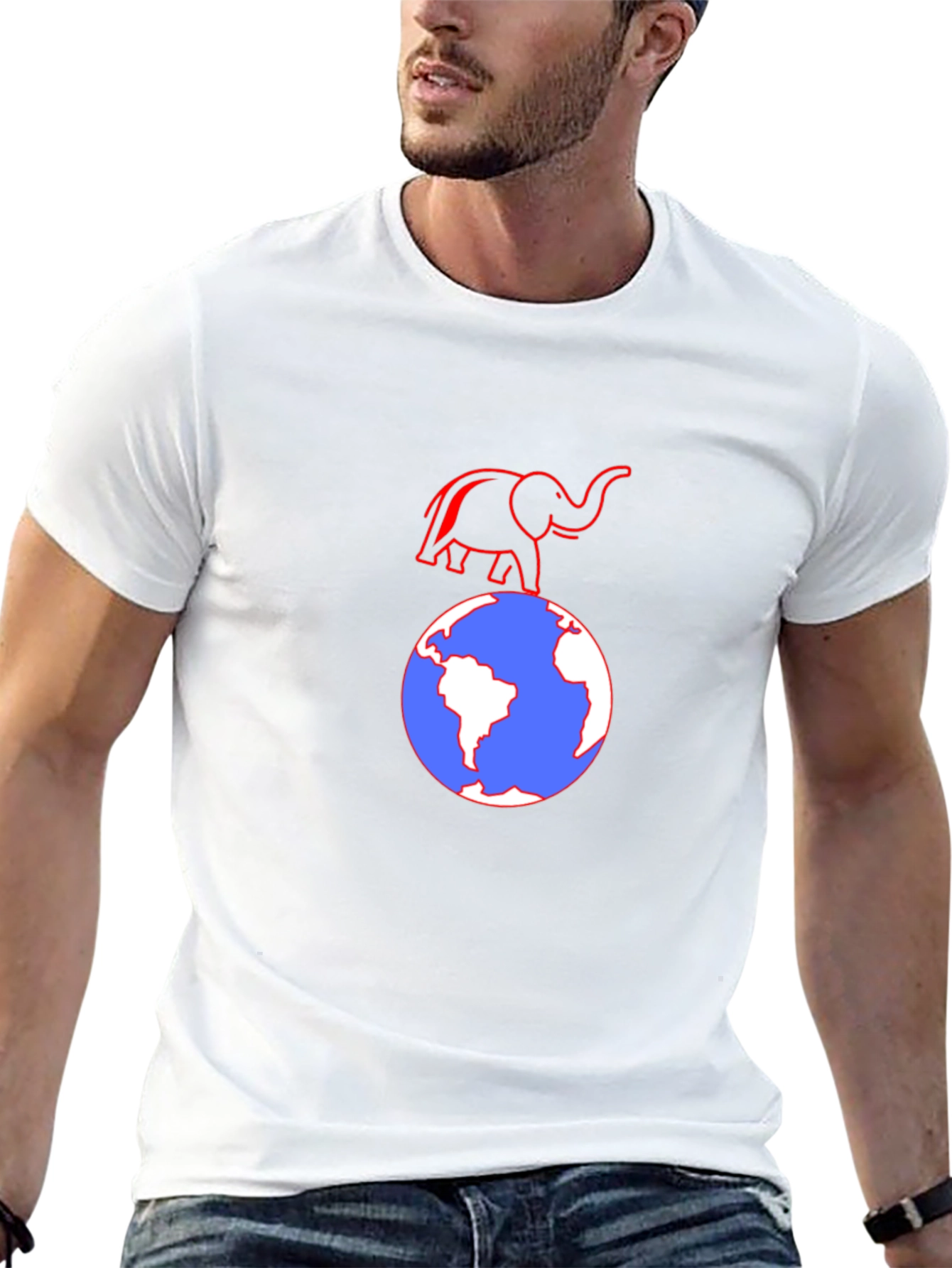 Elephant on Globe Graphic T-Shirt