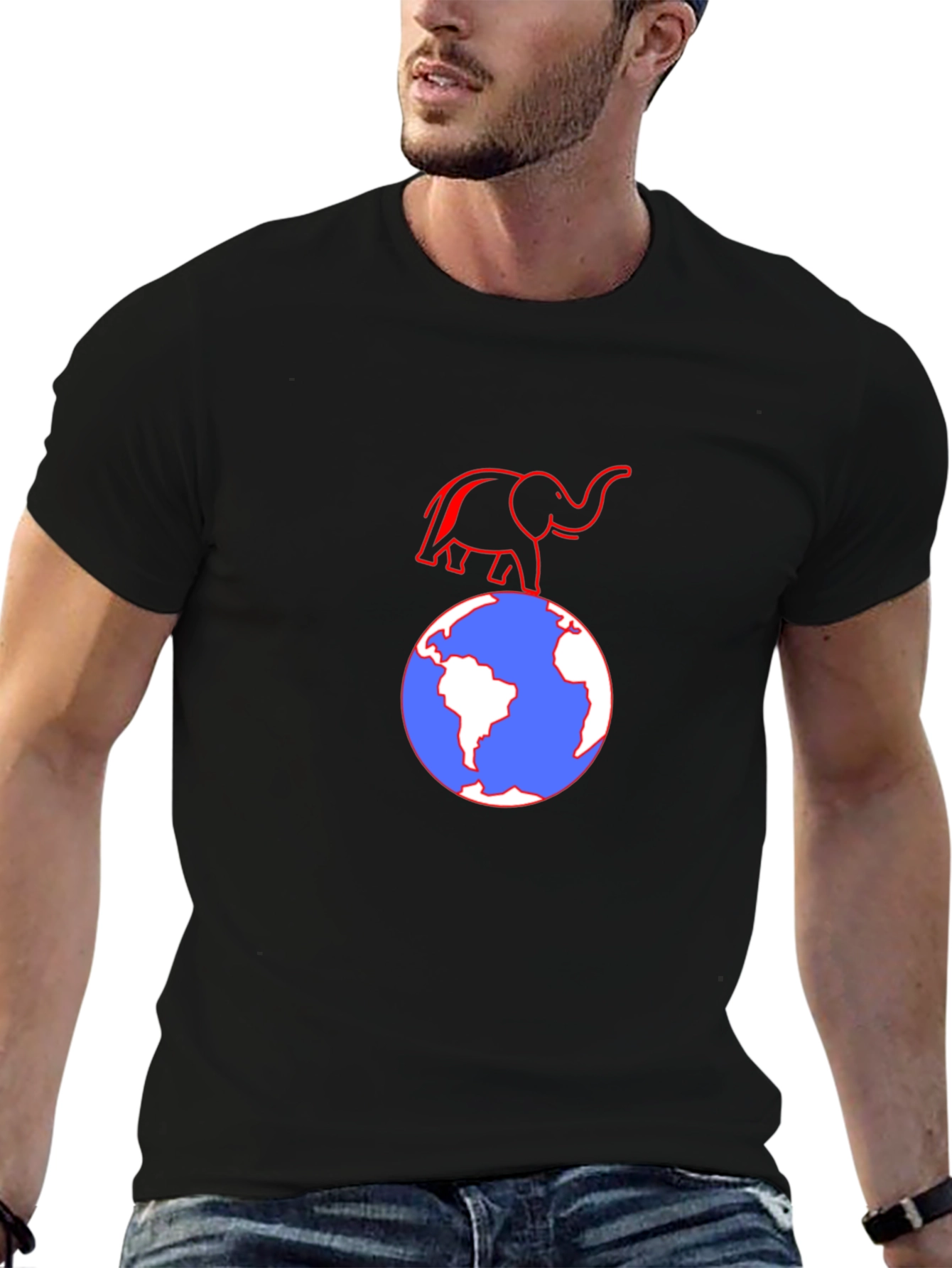 Elephant on Globe Graphic T-Shirt