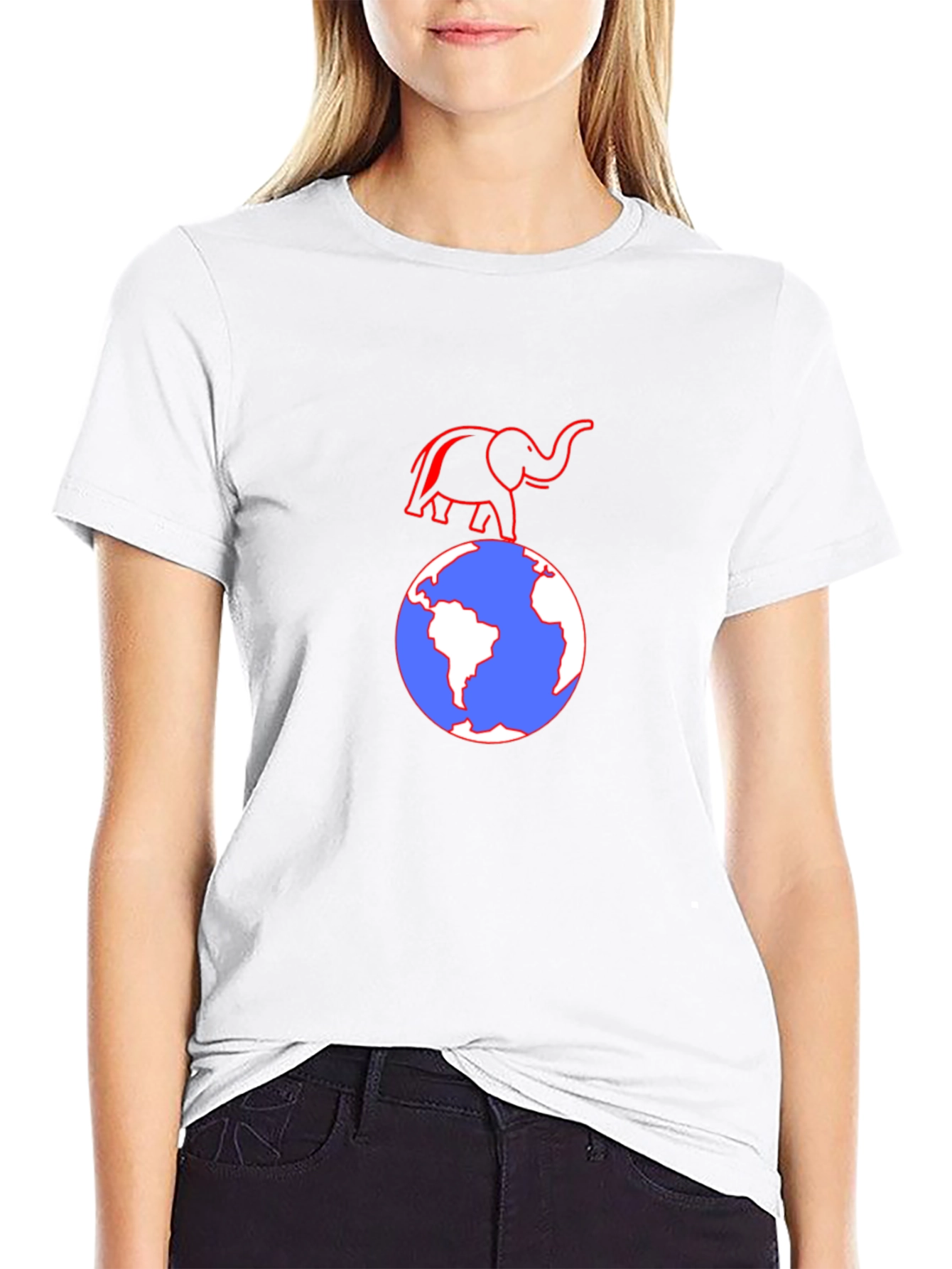 Elephant on Globe Graphic T-Shirt