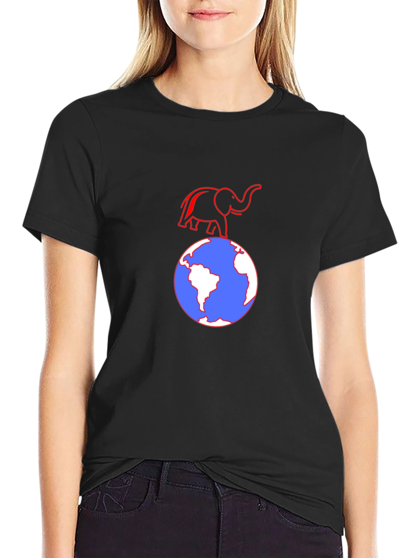 Elephant on Globe Graphic T-Shirt