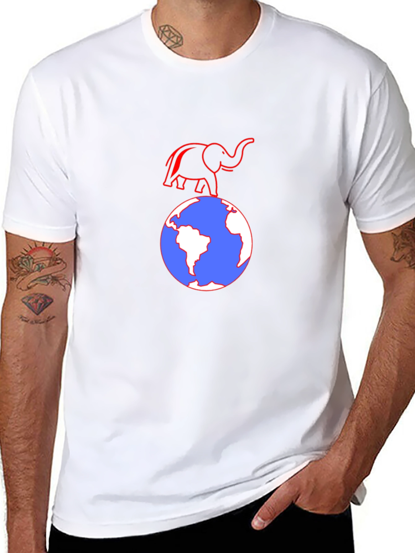 Elephant on Globe Graphic T-Shirt