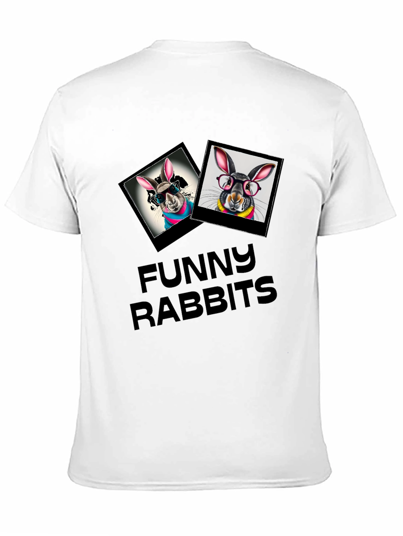 Funny Rabbits Graphic Black T-Shirt
