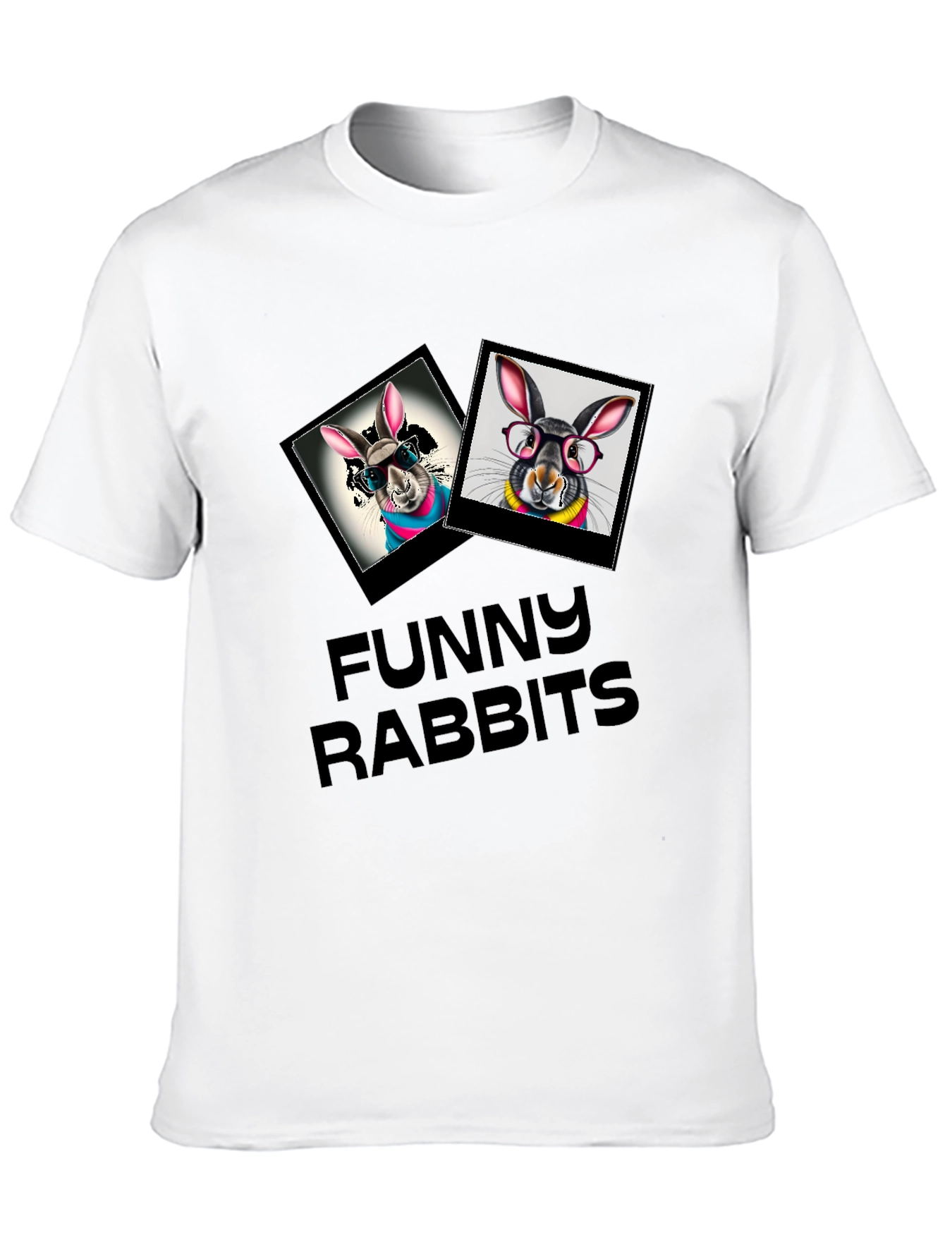Funny Rabbits Graphic Black T-Shirt