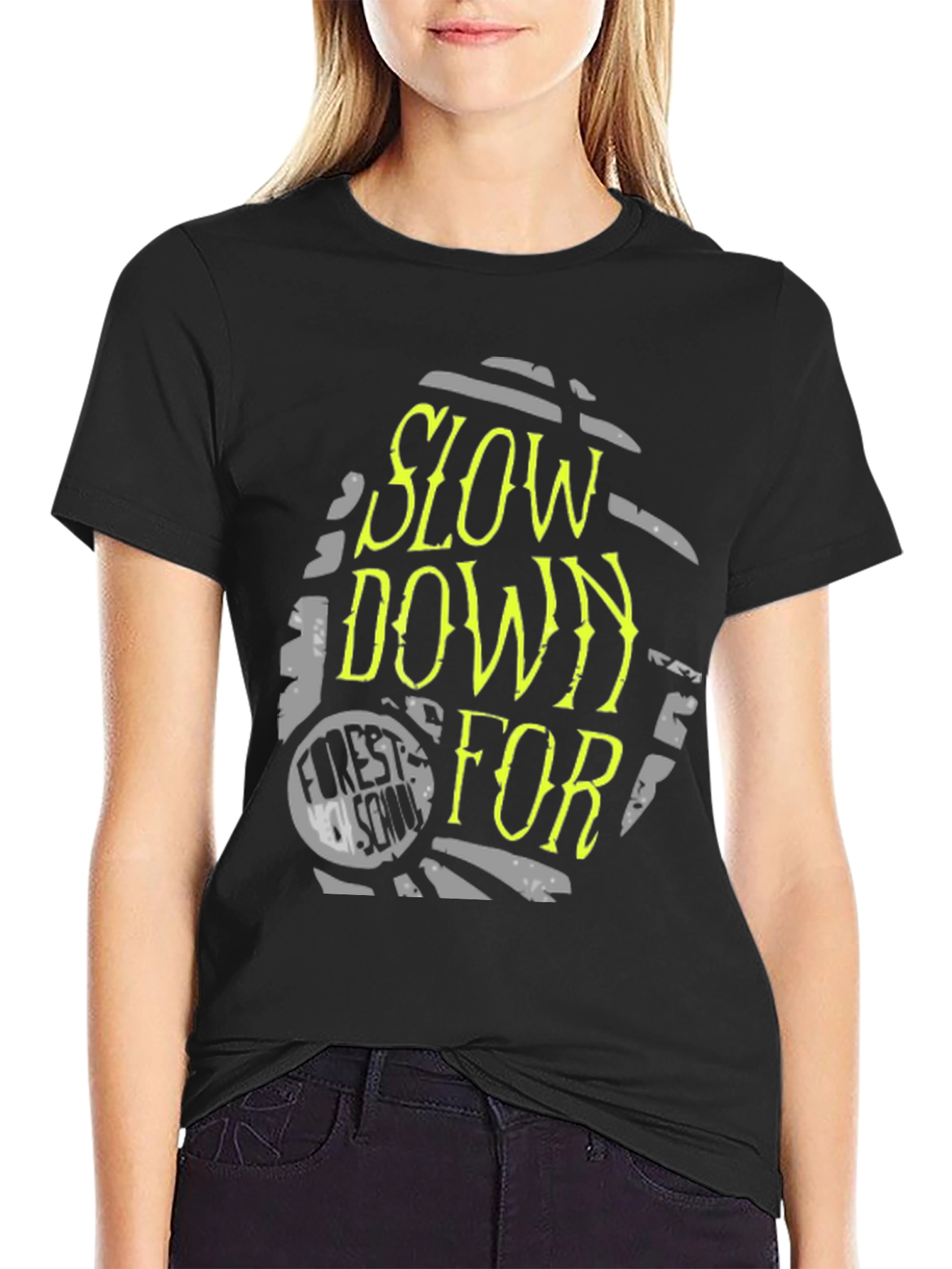 Slow Down For Forest School Black Tee
