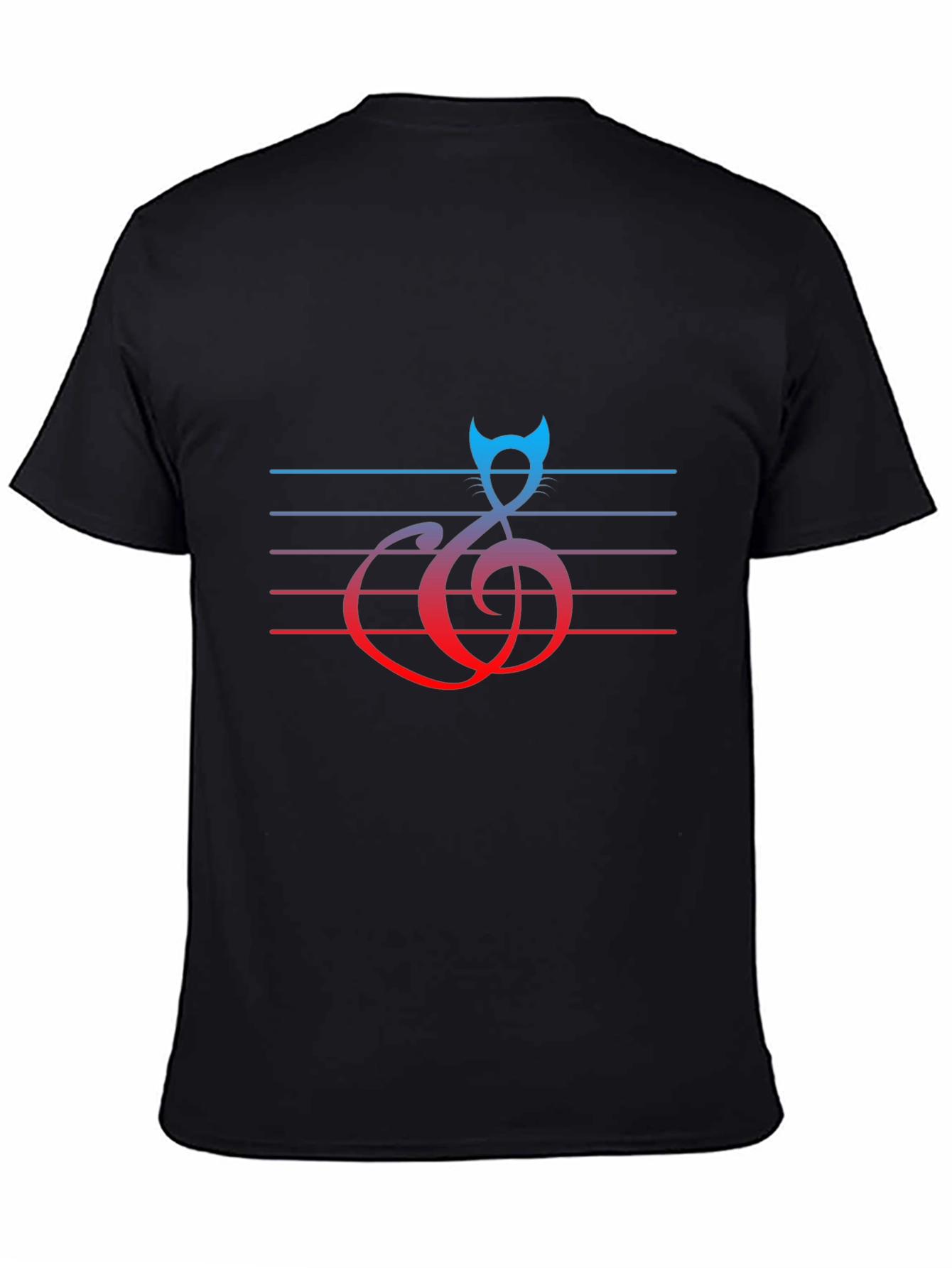 Music Cat Graphic Tee - Black Cotton Blend