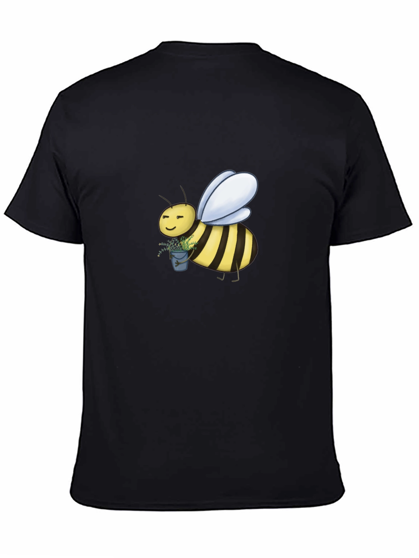 Cute Bee Graphic T-Shirt - Black Cotton Blend