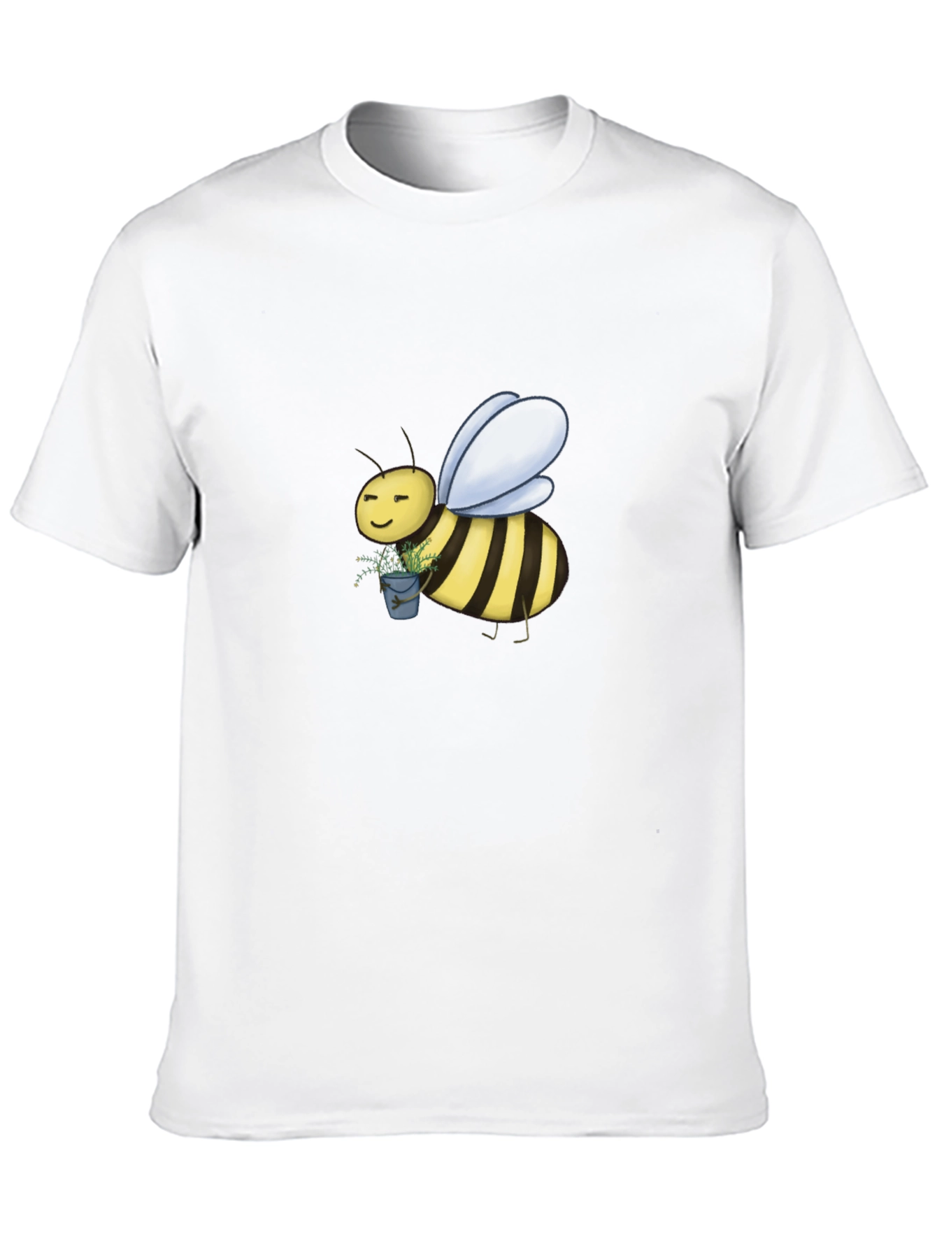Cute Bee Graphic T-Shirt - Black Cotton Blend