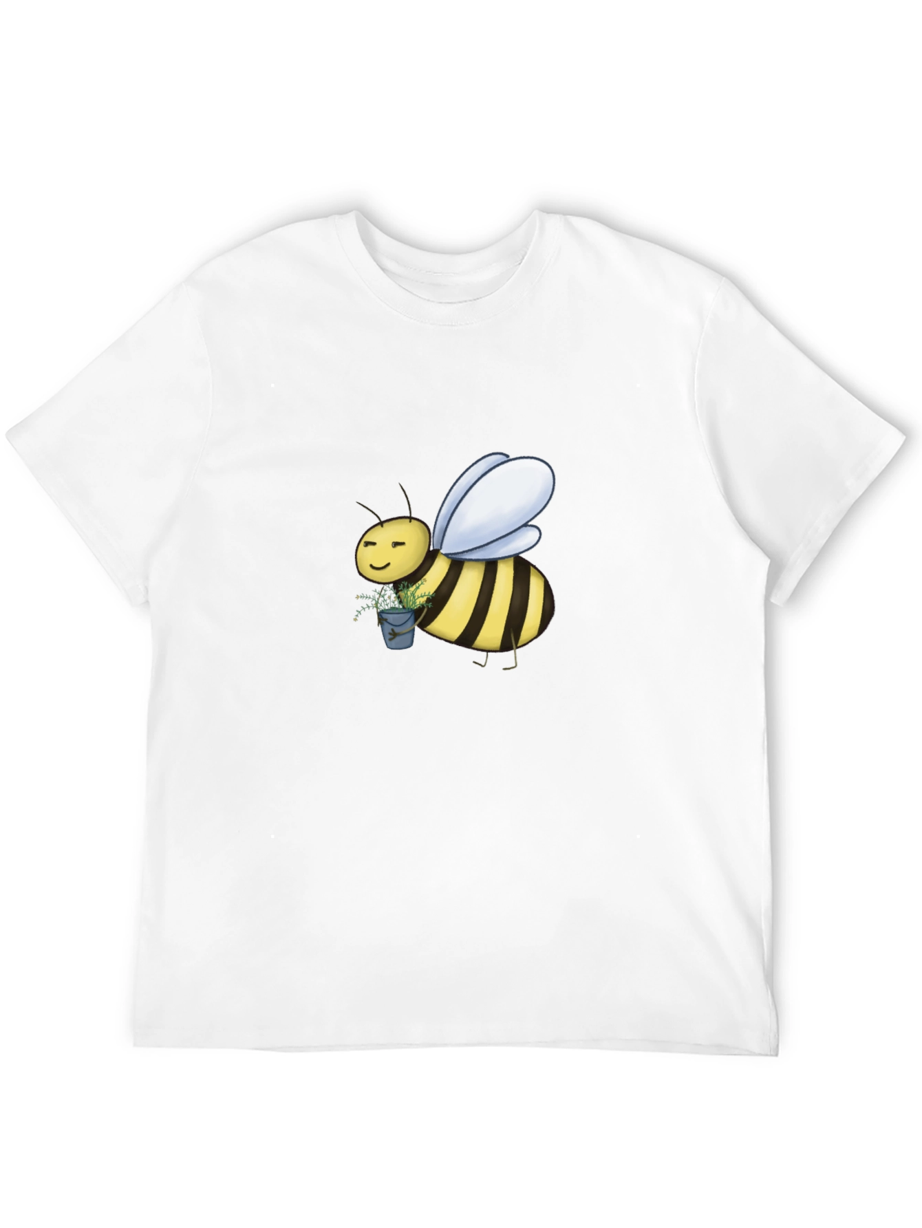Cute Bee Graphic T-Shirt - Black Cotton Blend