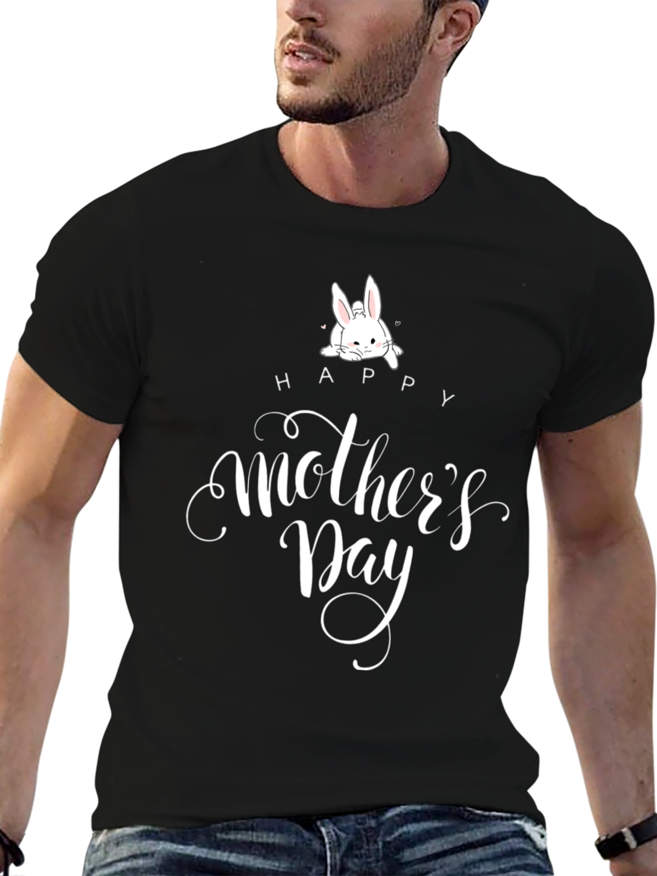 Happy Mothers Day T-Shirt with Cute Bunny Design