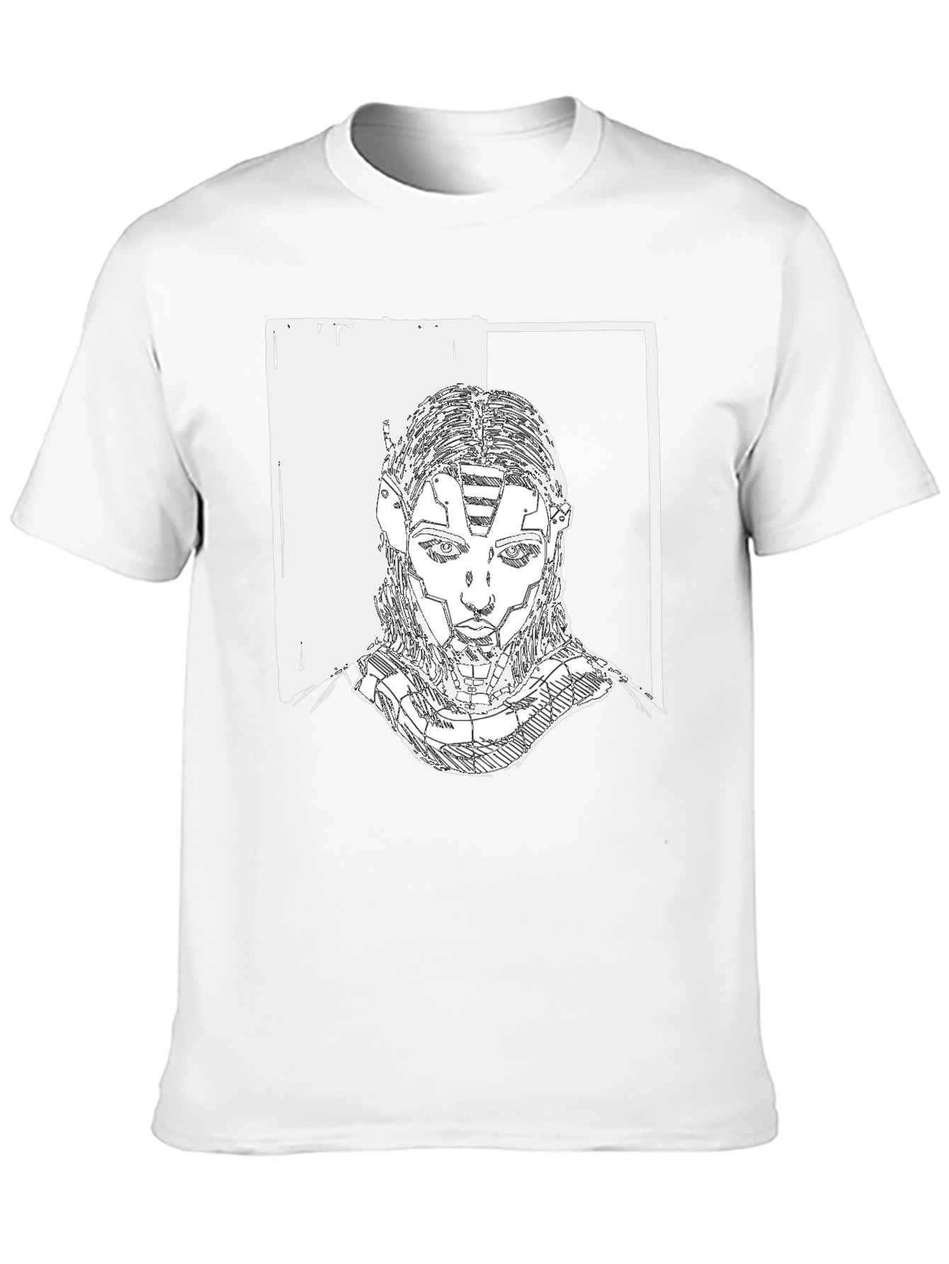 Cyberpunk Portrait Graphic Tee - Black Cotton T-Shirt