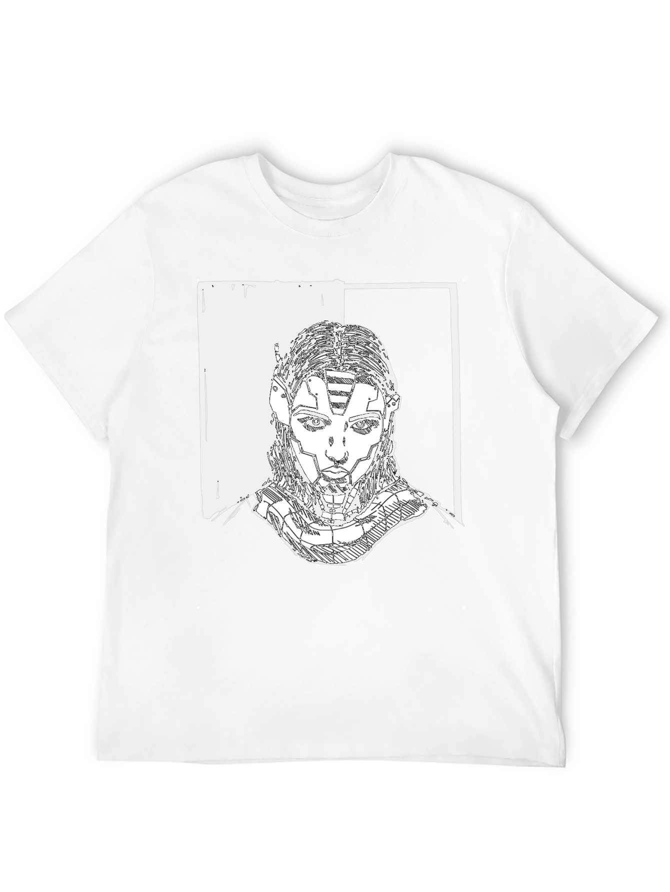 Cyberpunk Portrait Graphic Tee - Black Cotton T-Shirt