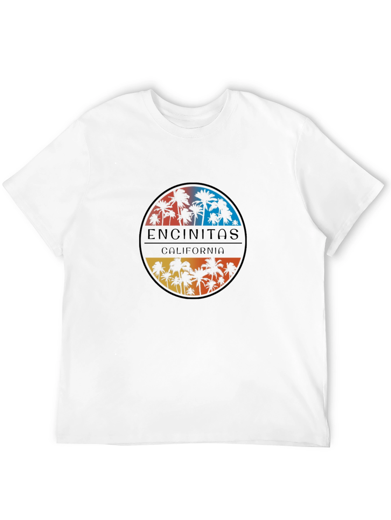 Encinitas California Palm Tree Black T-Shirt