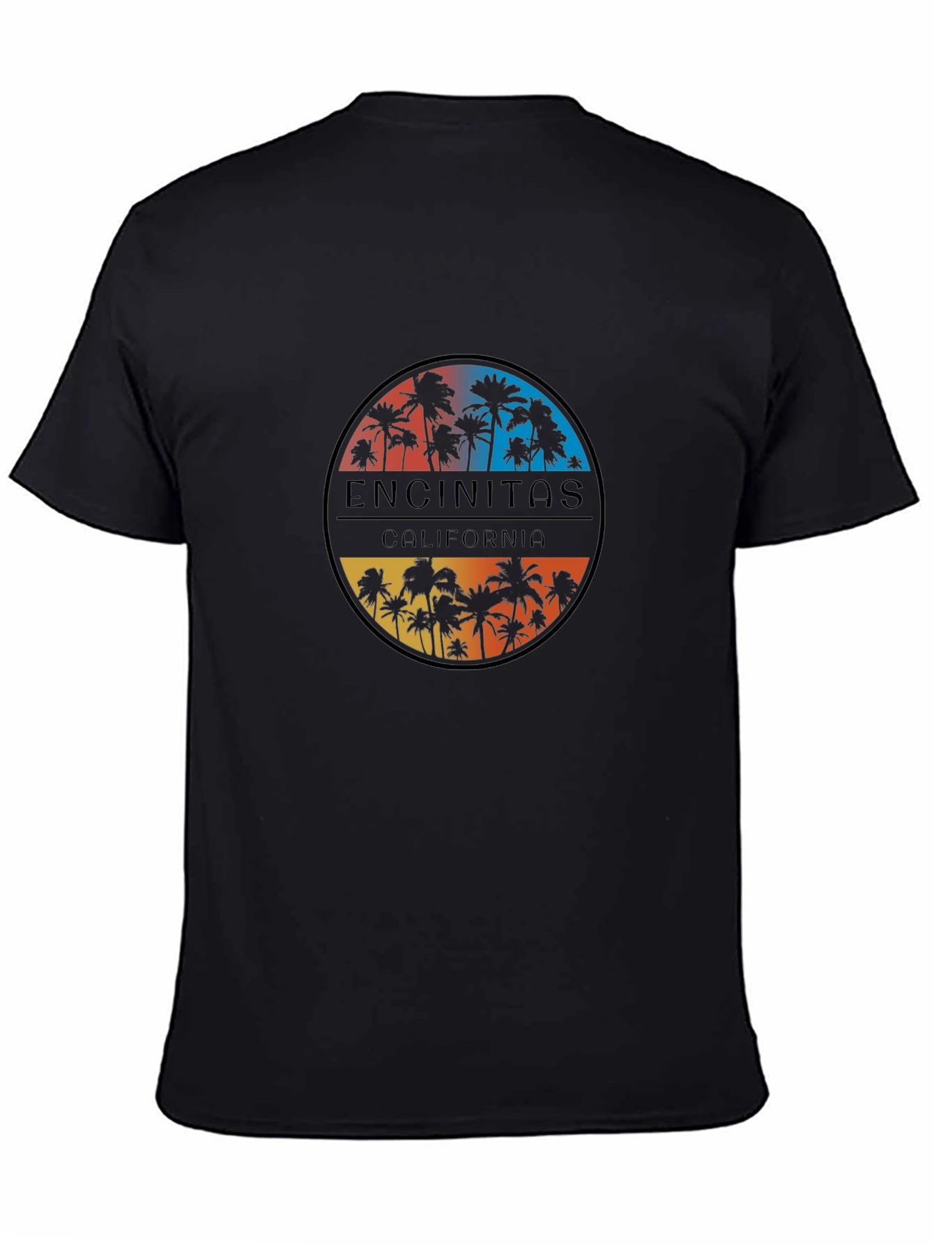 Encinitas California Palm Tree Black T-Shirt