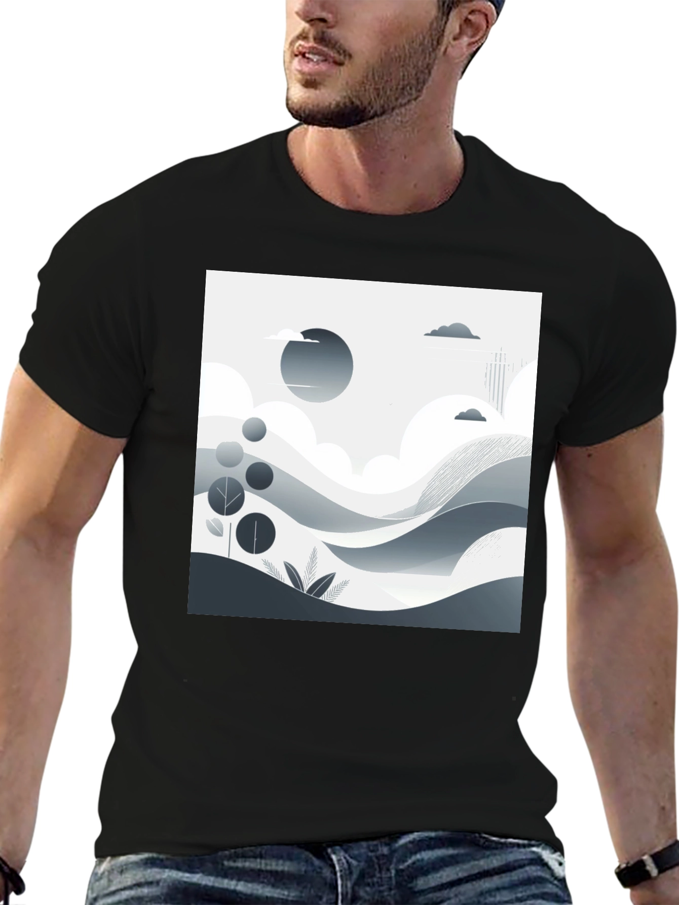 Monochrome Landscape Graphic T-Shirt