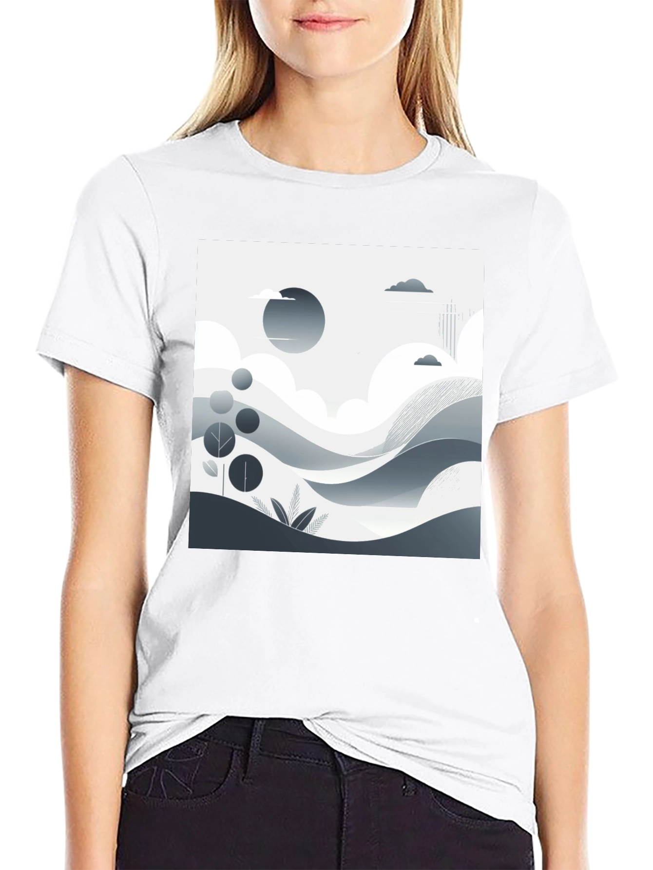 Monochrome Landscape Graphic T-Shirt