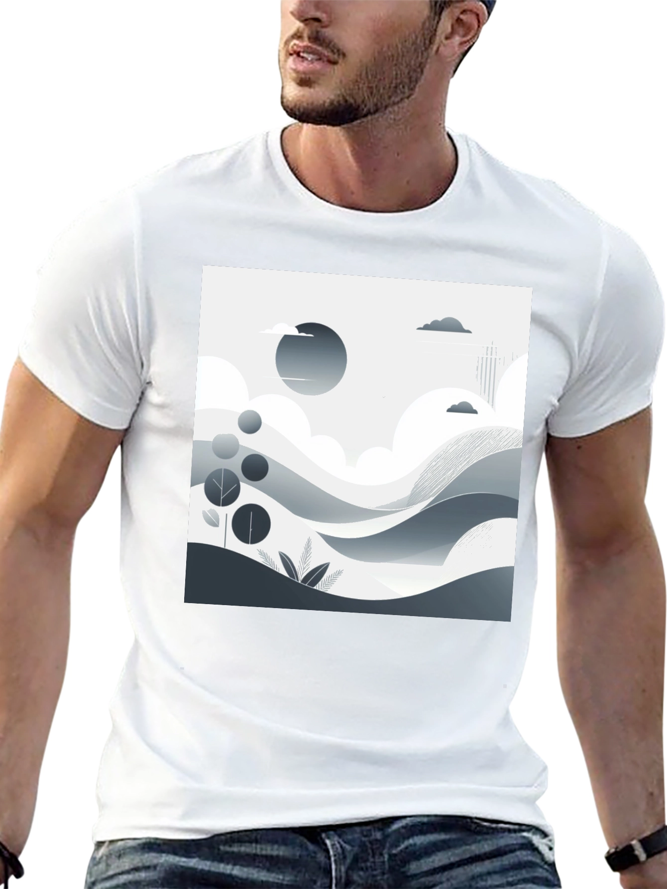 Monochrome Landscape Graphic T-Shirt