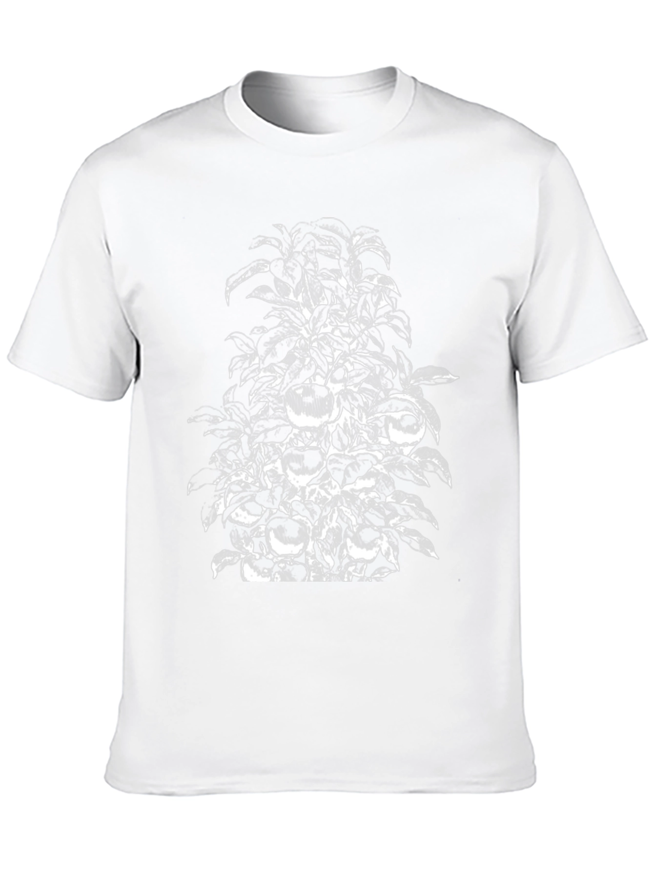 Botanical Apple Tree Print Black T-Shirt