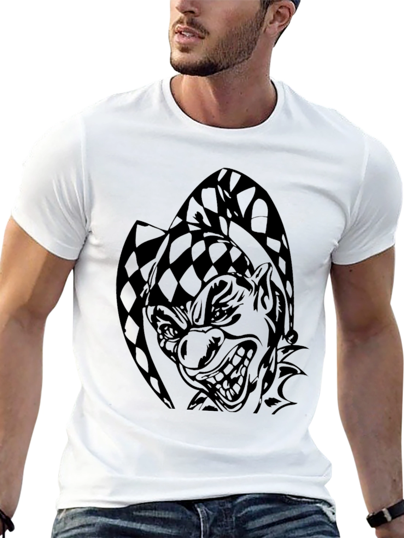 Mens Black Jester Graphic T-Shirt
