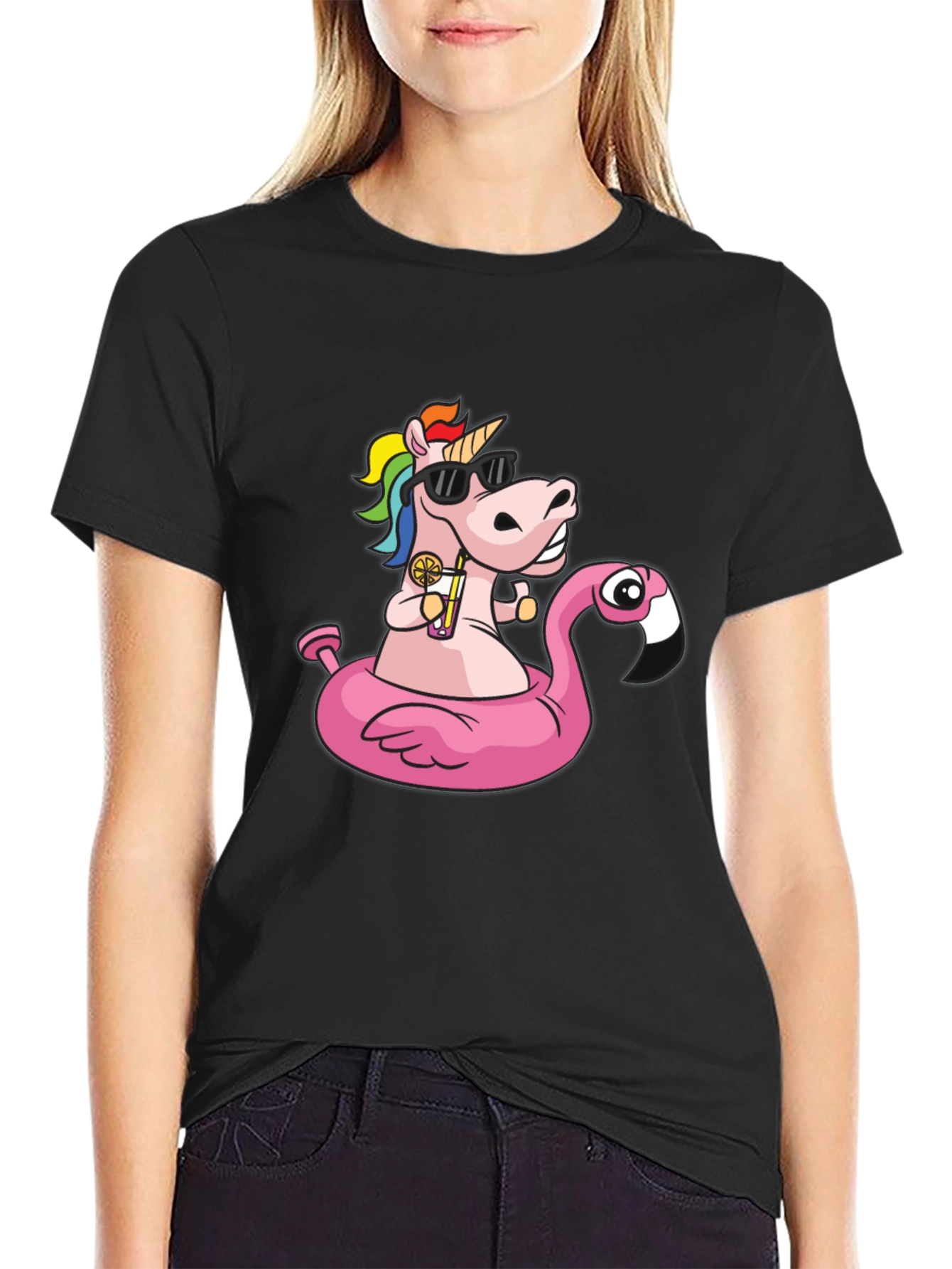 Unicorn Flamingo Pool Party T-Shirt