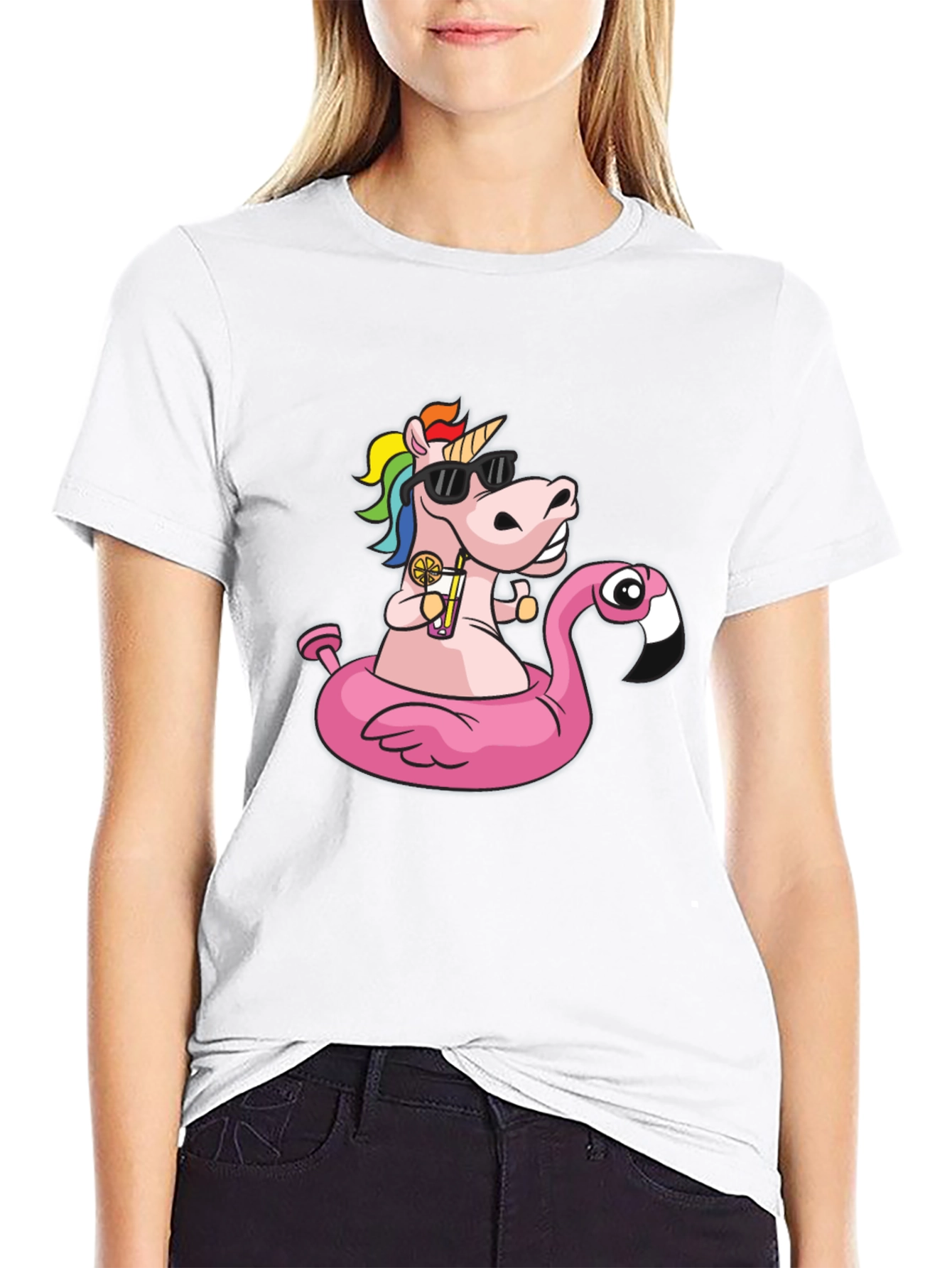 Unicorn Flamingo Pool Party T-Shirt