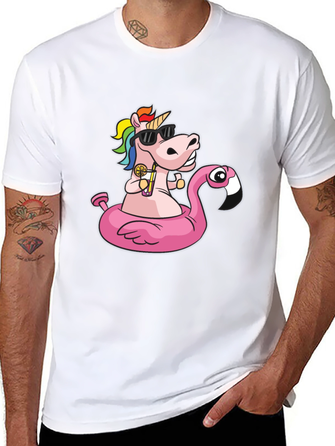 Unicorn Flamingo Pool Party T-Shirt