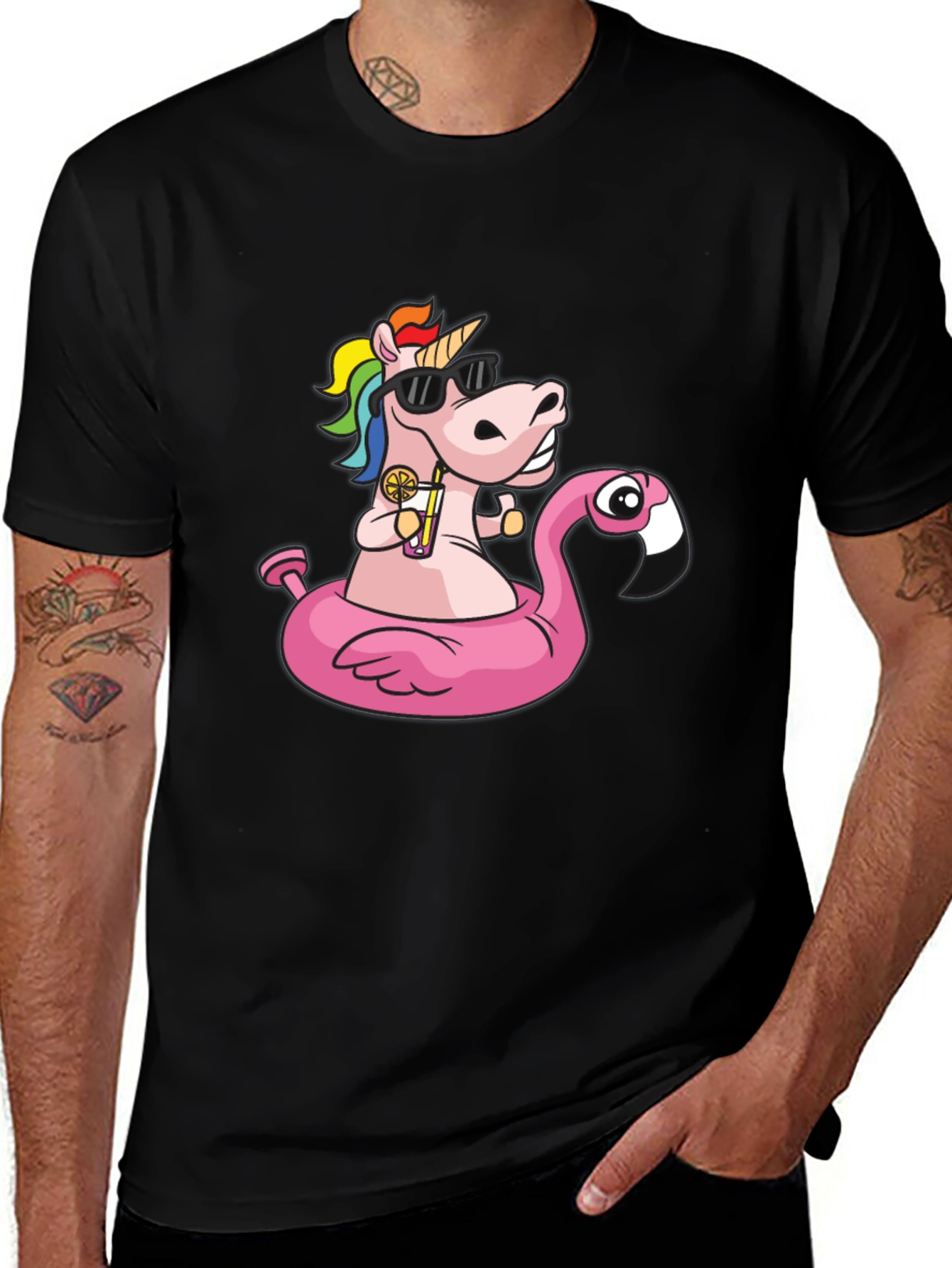 Unicorn Flamingo Pool Party T-Shirt