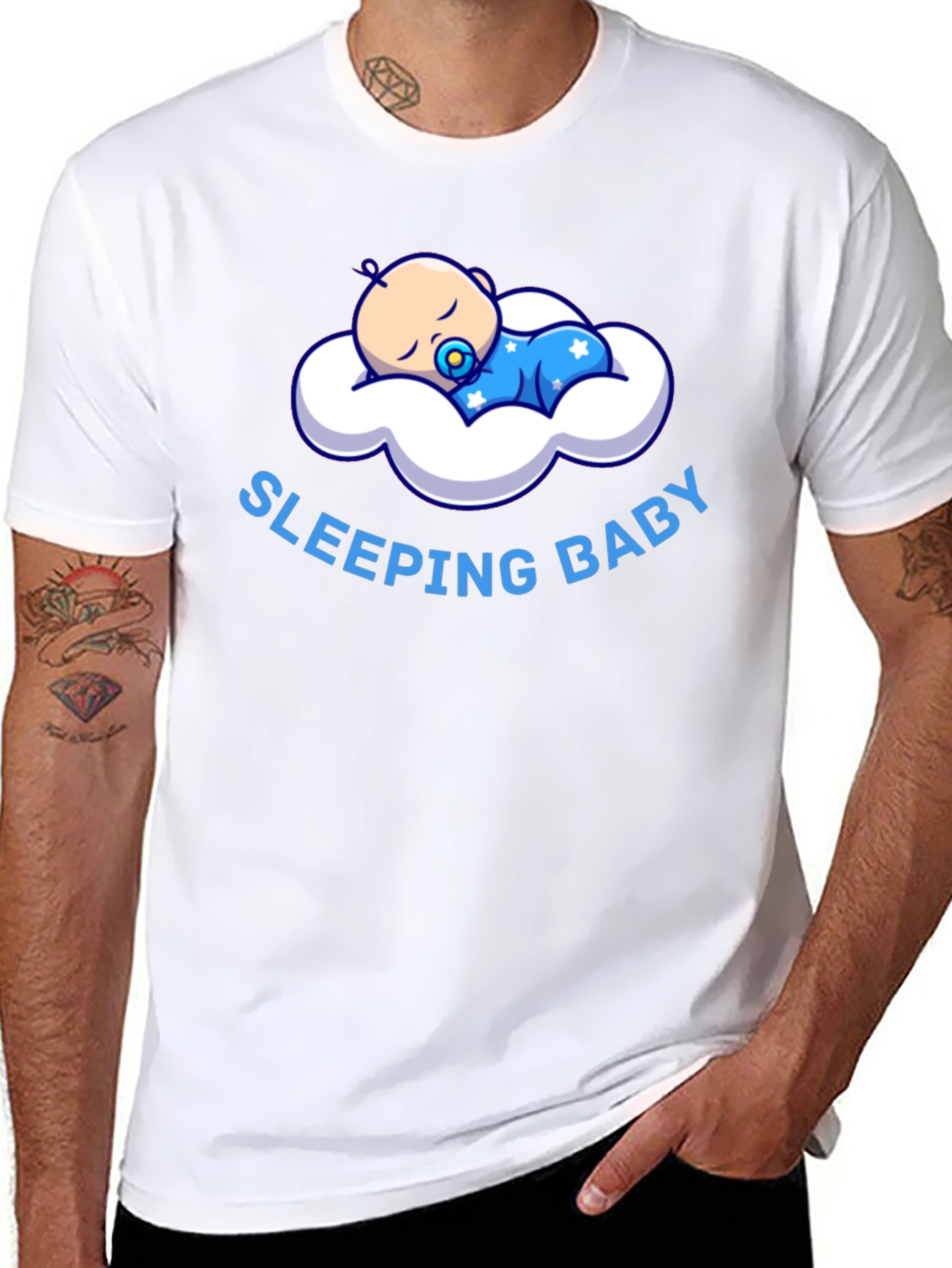 Sleeping Baby Graphic T-Shirt - Black Cotton Tee