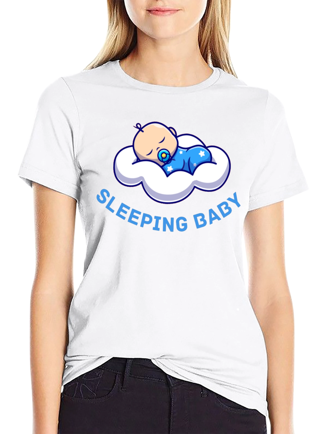 Sleeping Baby Graphic T-Shirt - Black Cotton Tee